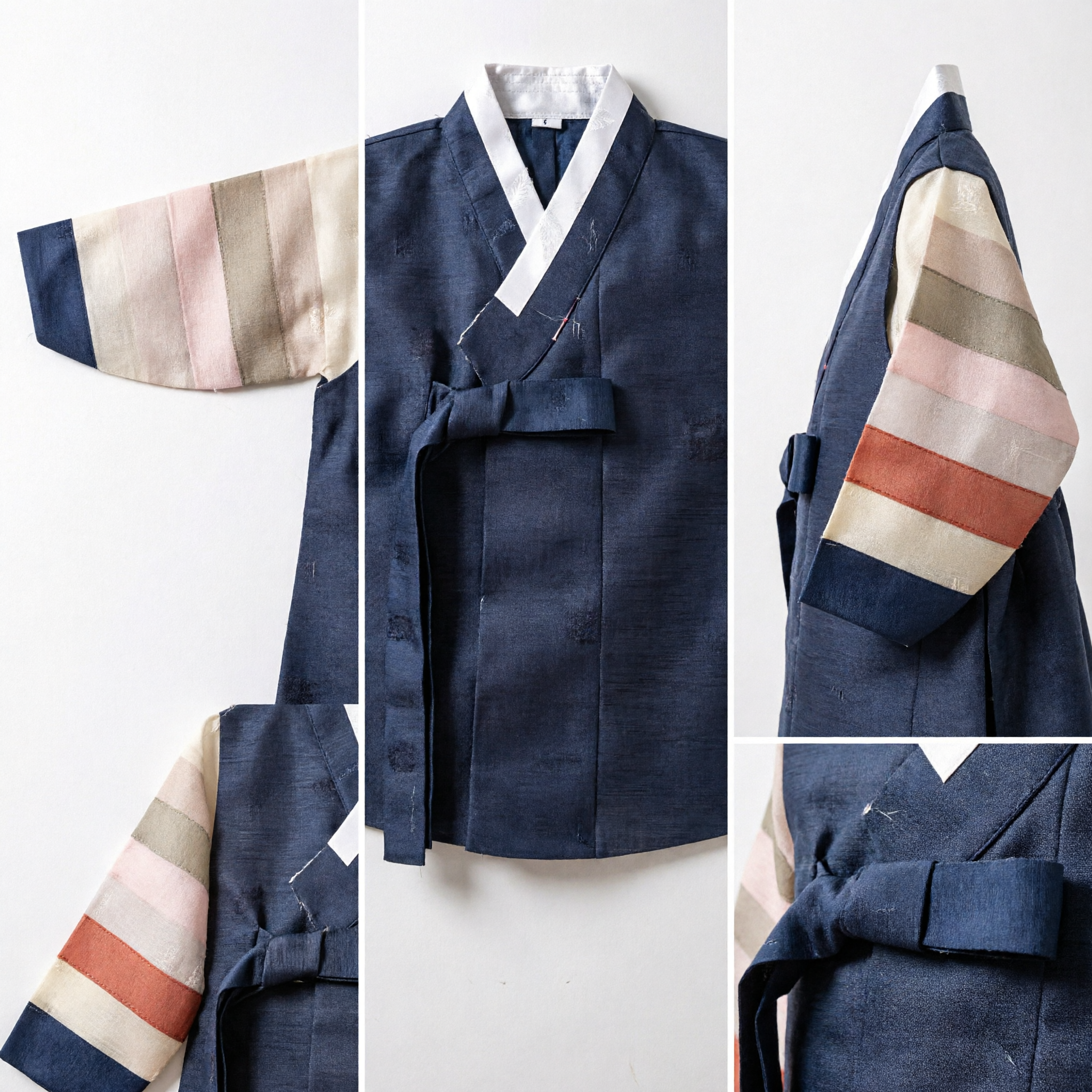 Traditional Korean Hanbok Baby Boy Costume Striped Sleeve Top for First Birthday Doljanchi Wedding