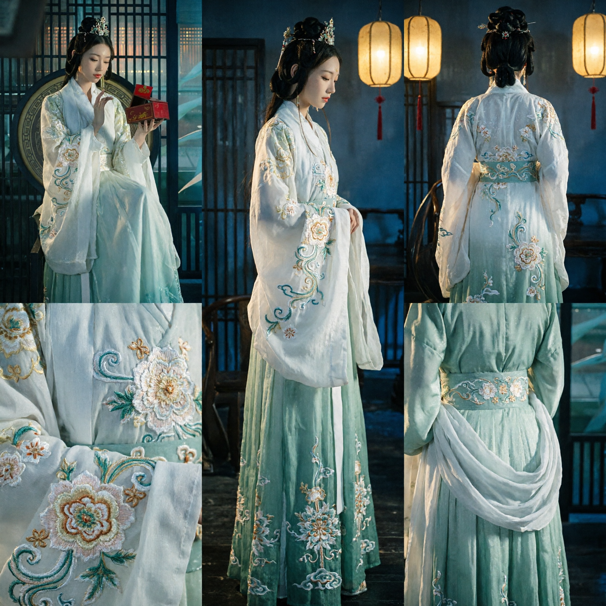 Traditional Chinese Hanfu Costume Ancient Princess Dress Green Embroidery Gown for Women Period Drama Cosplay