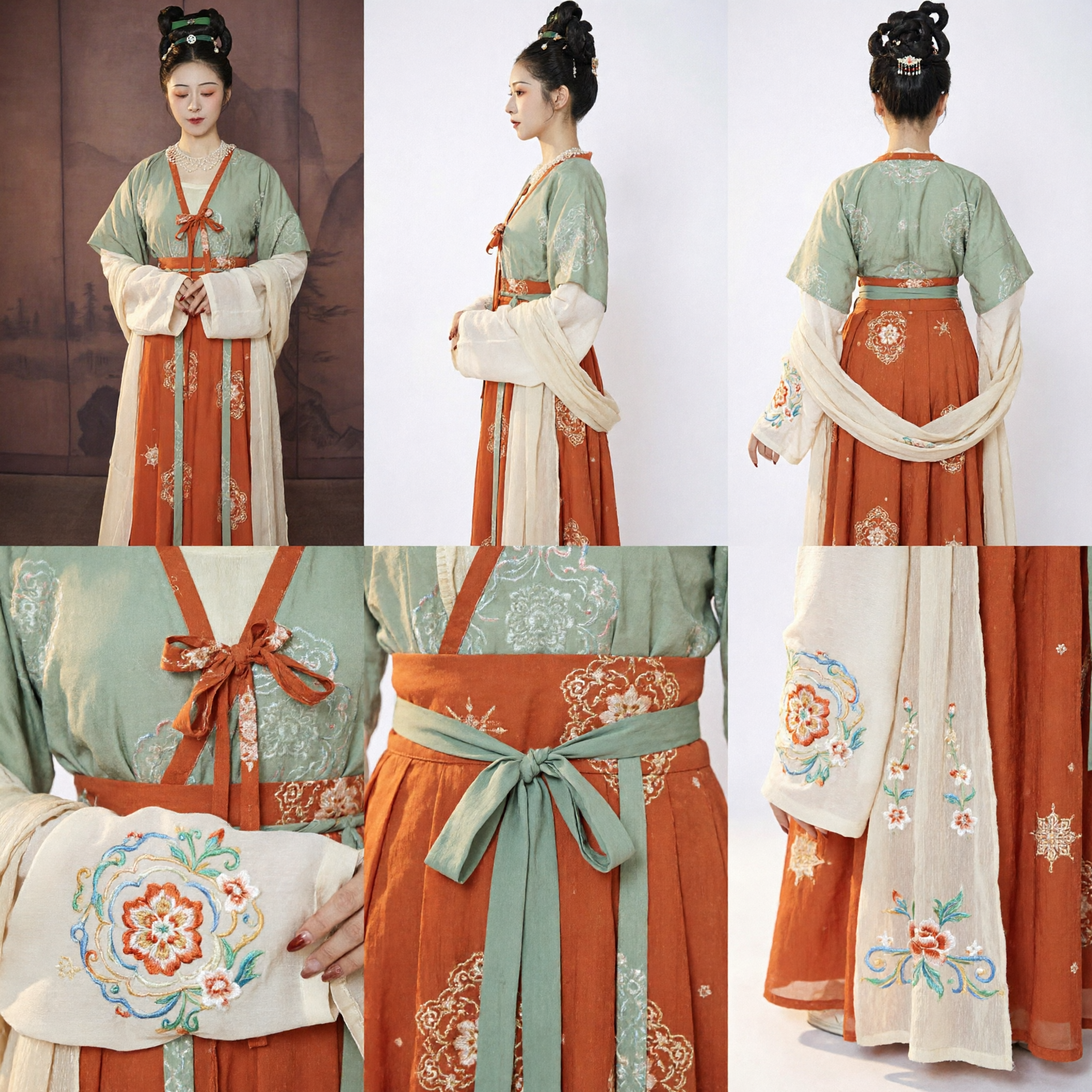 Traditional Chinese Tang Dynasty Hanfu Costume Elegant Embroidered Ruqun Ancient Palace Lady Dress for Women