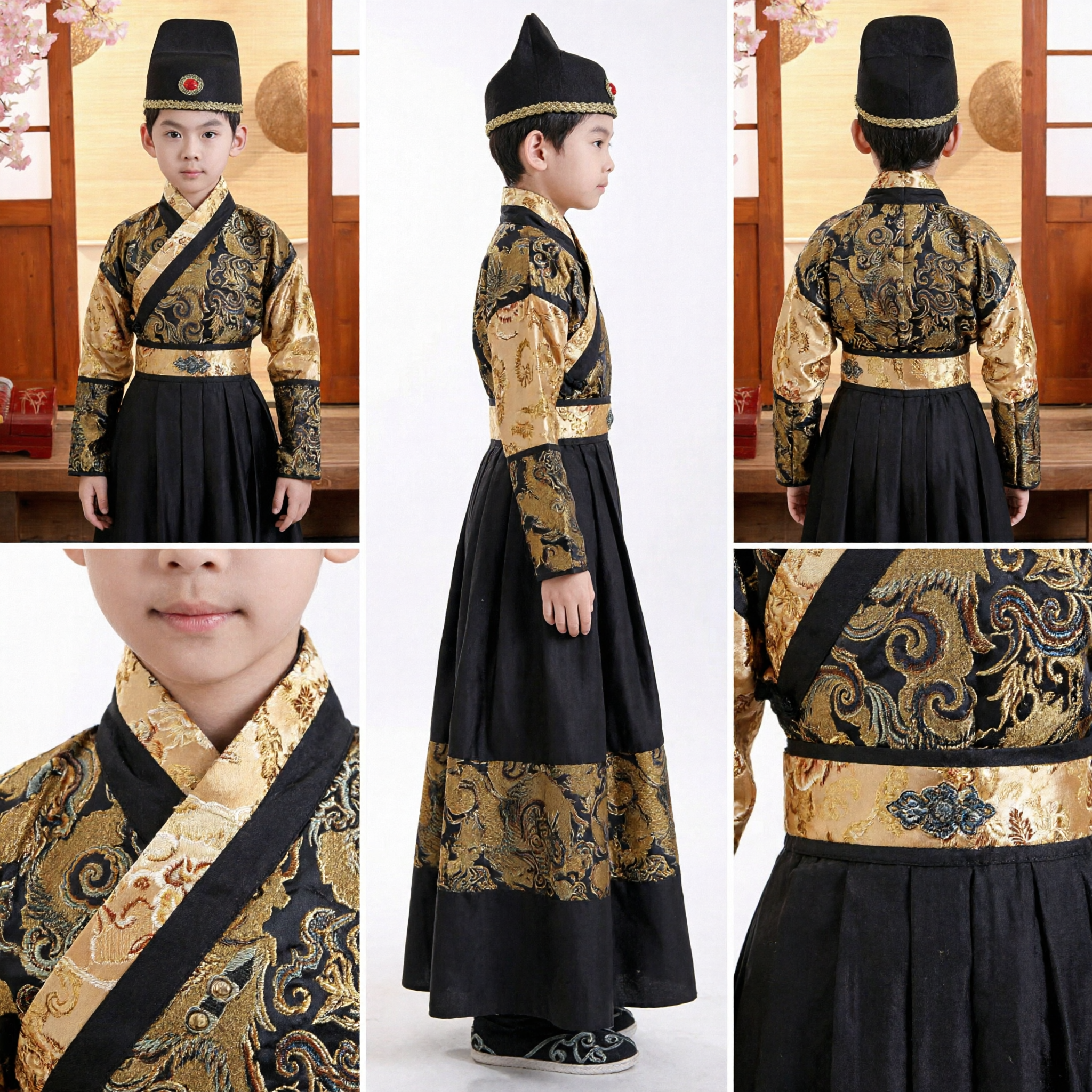 Boys Traditional Chinese Hanfu Costume Ming Dynasty Official Dragon Robe Ancient Scholar Clothing for Performance