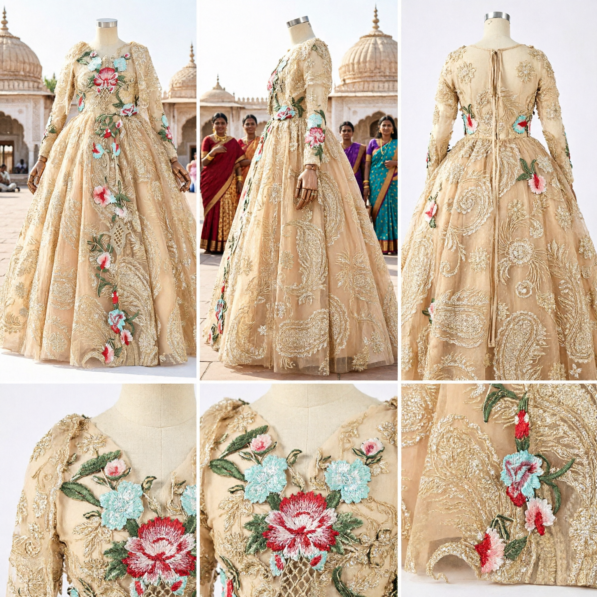 Elegant Gold Embroidered Floral Ballgown Traditional Chinese Wedding Toast Dress Formal Evening Party Gown