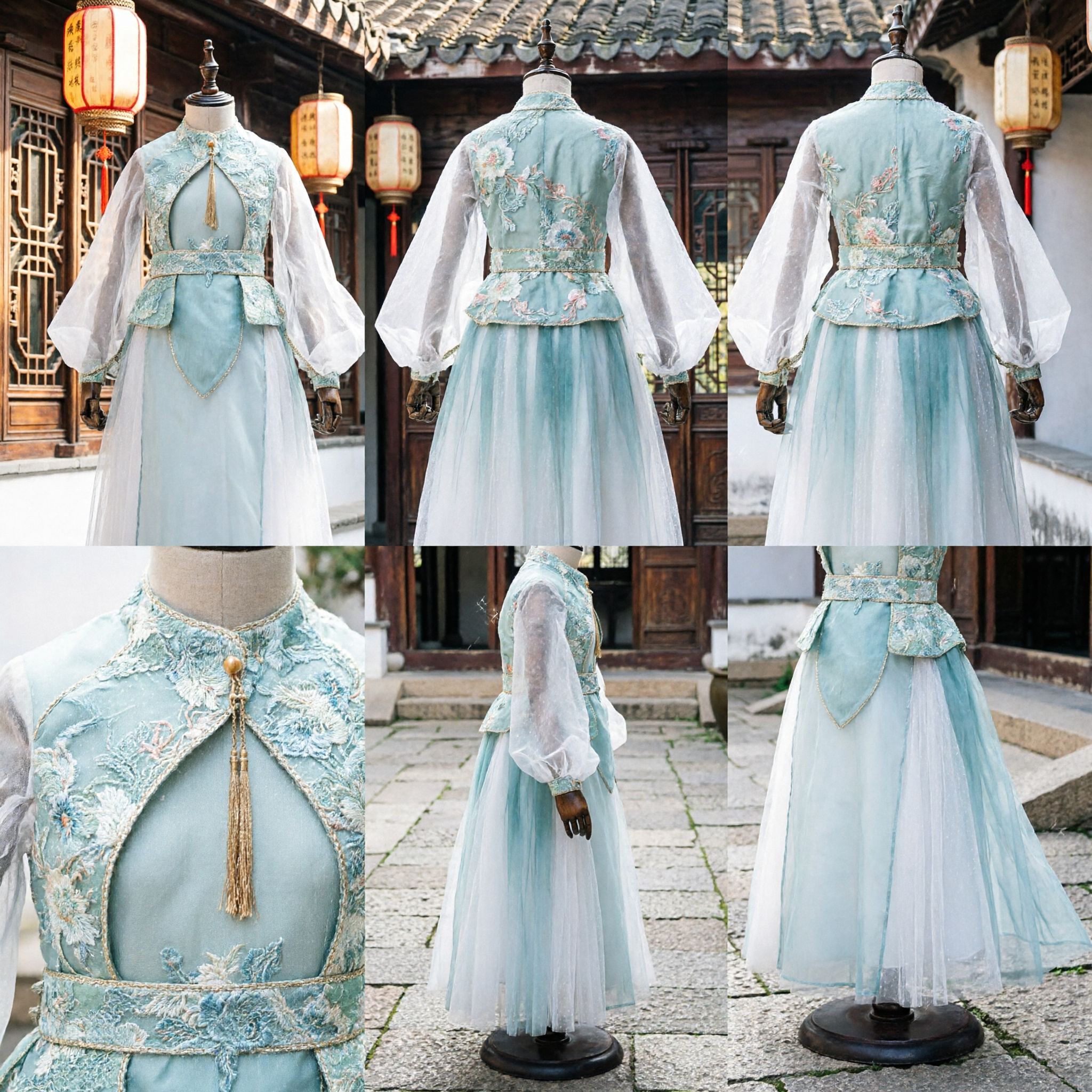 Chinese Traditional Hanfu Costume Ancient Fairy Dress Blue Embroidered Wuxia Cosplay Outfit for Women