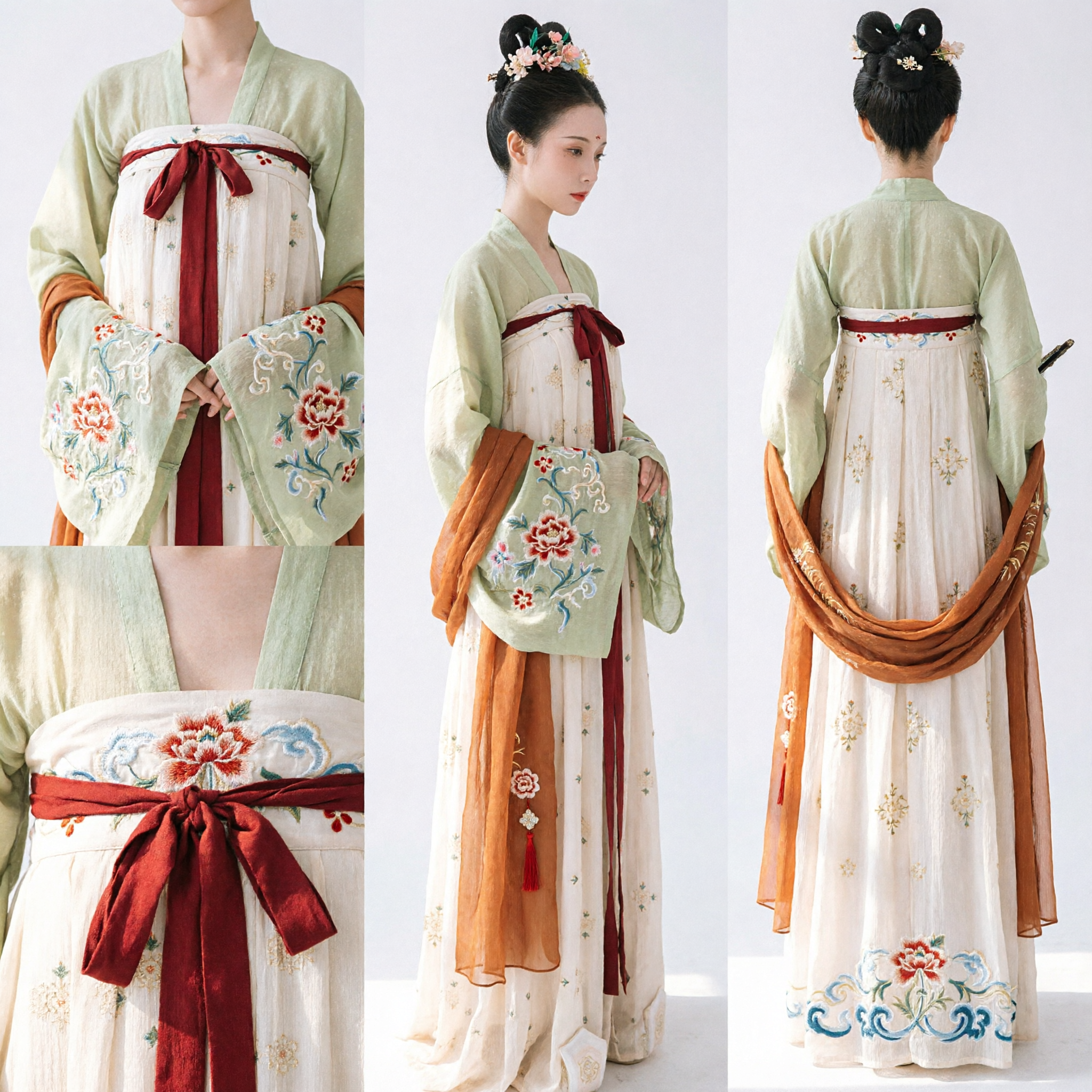 Ancient Chinese Tang Dynasty Hanfu Costume for Women Green Ruqun Dress Traditional Clothing for Cosplay