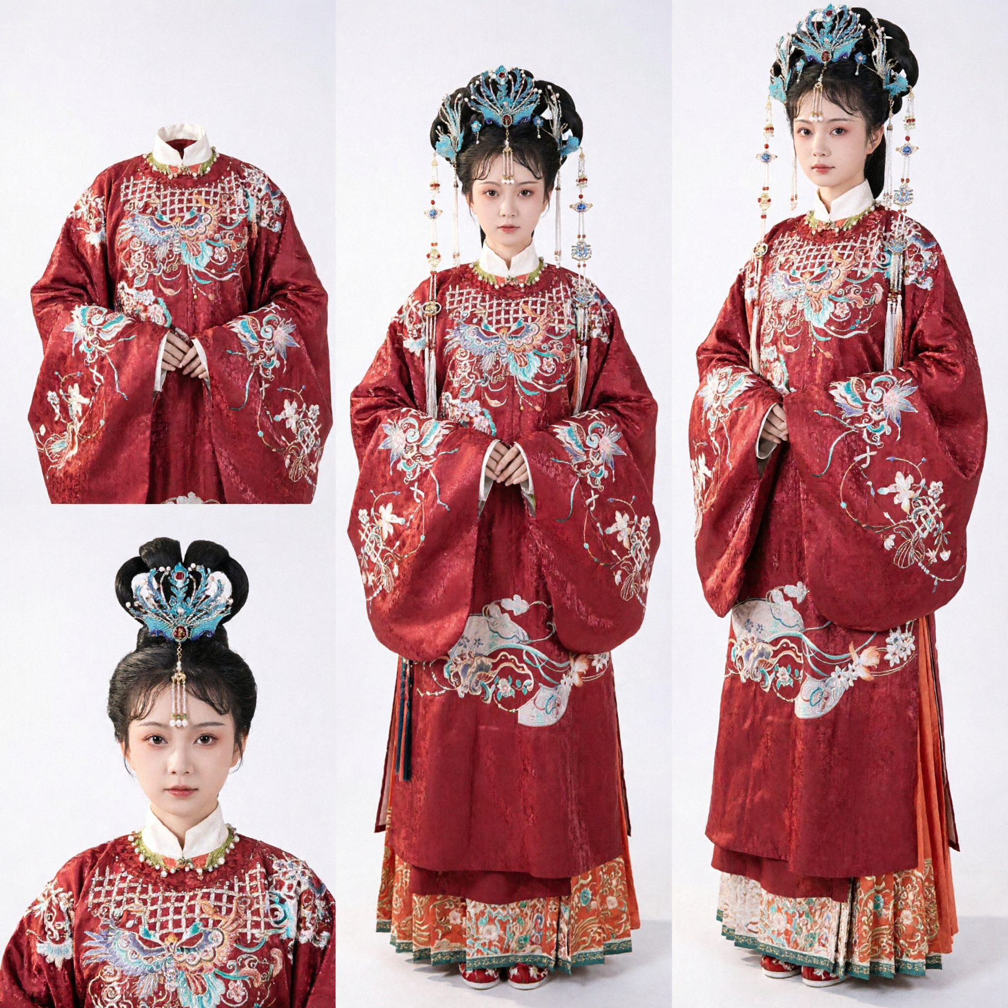 Traditional Chinese Red Wedding Dress Ming Dynasty Hanfu Embroidered Phoenix Robe Costume for Women