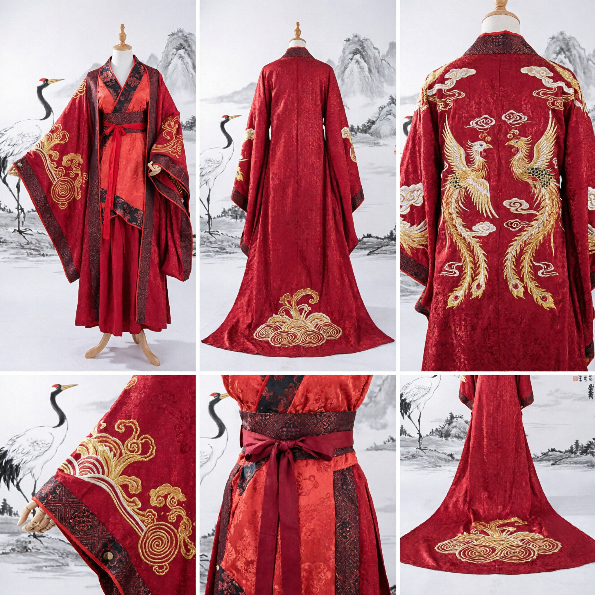 Traditional Chinese Hanfu Red Ancient Costume Embroidered Robe for Women Wedding Ceremony Cosplay Dress