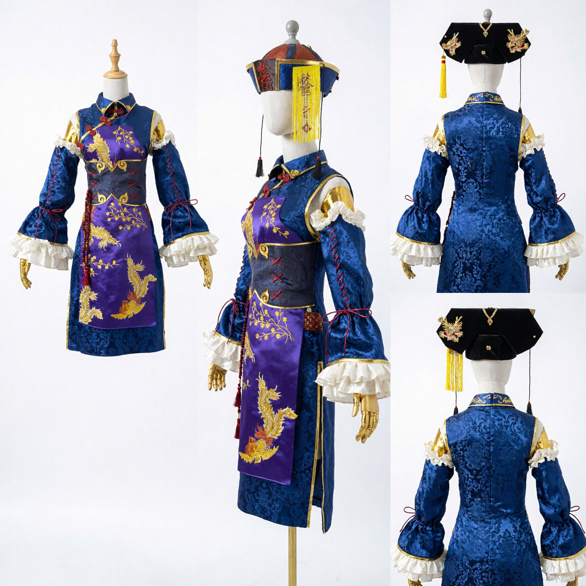 Traditional Chinese Jiangshi Hopping Vampire Cosplay Costume for Women Qing Dynasty Official Style Robe