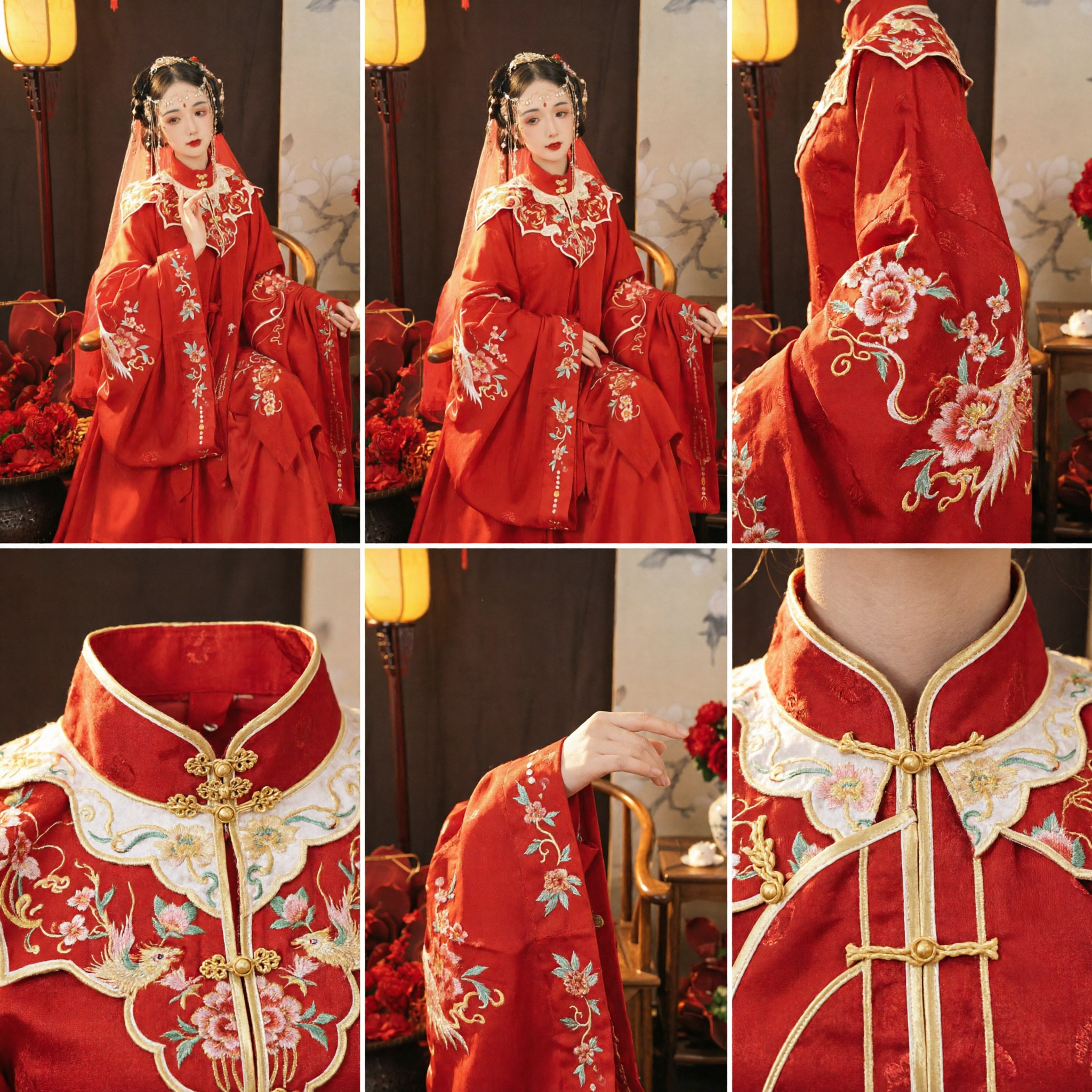 Traditional Chinese Wedding Dress Red Hanfu Ancient Bride Costume Embroidered Robe for Women Ceremony