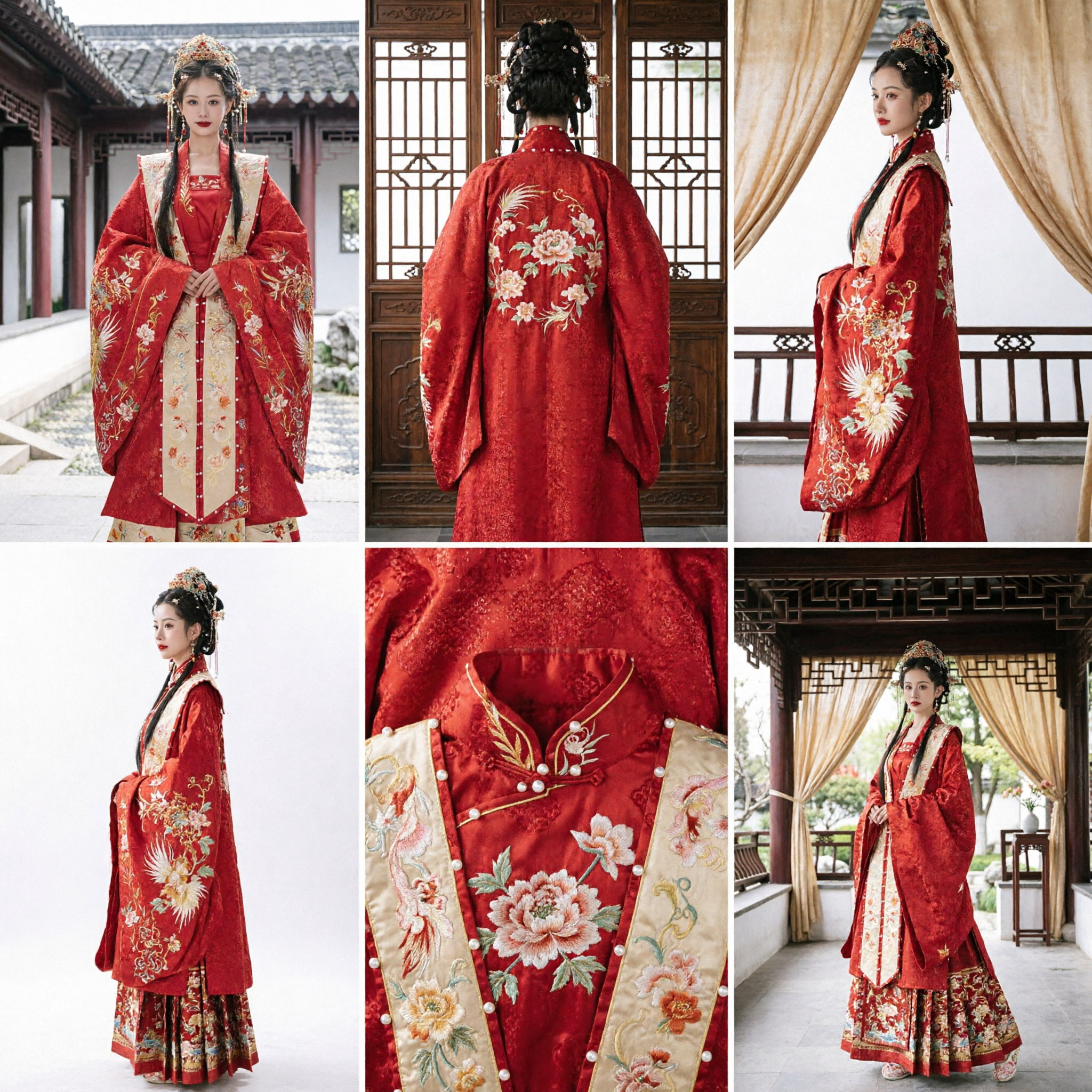 Traditional Chinese Ancient Wedding Dress Red Hanfu Bride Costume with Phoenix Embroidery for Women