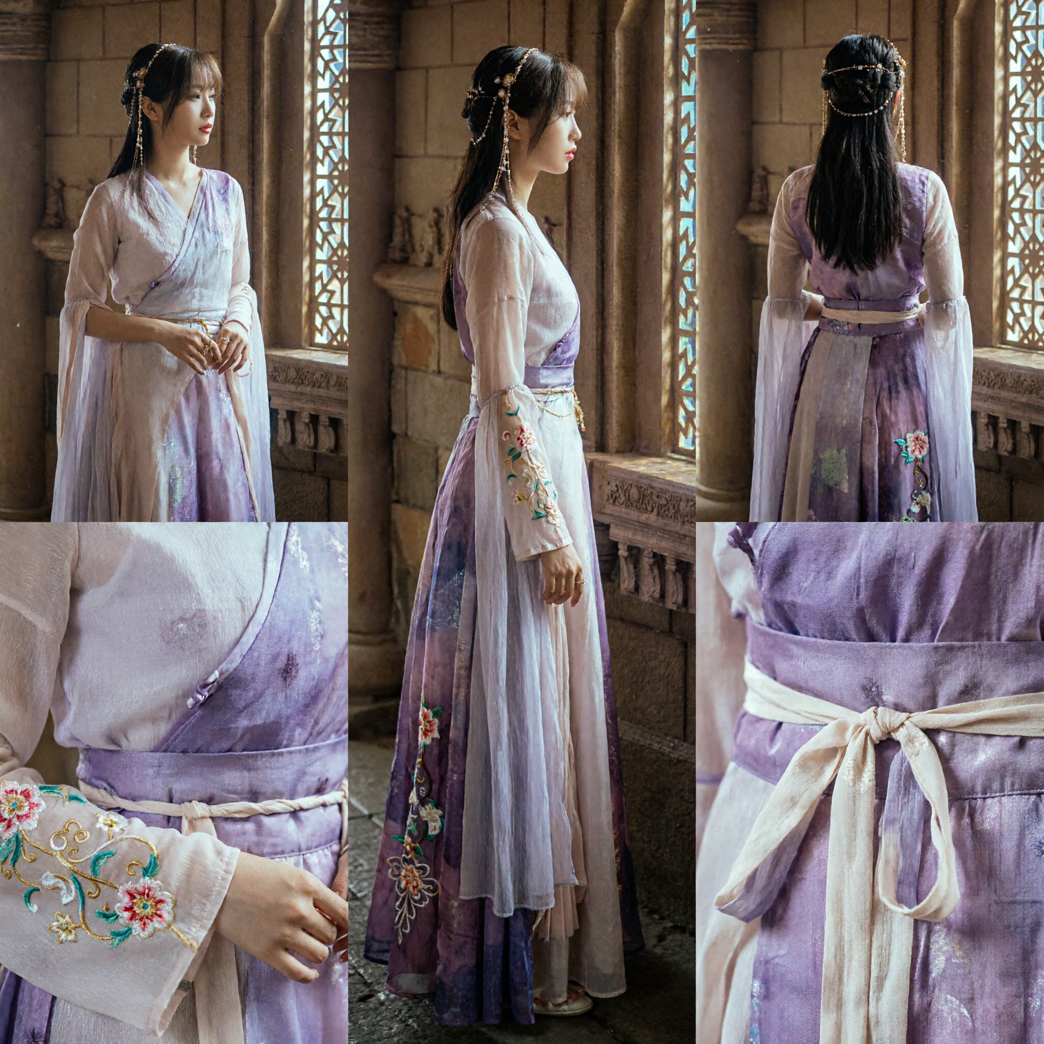 Ethereal Pastel Gradient Hanfu Traditional Chinese Ancient Costume for Women Period Drama Cosplay Photography