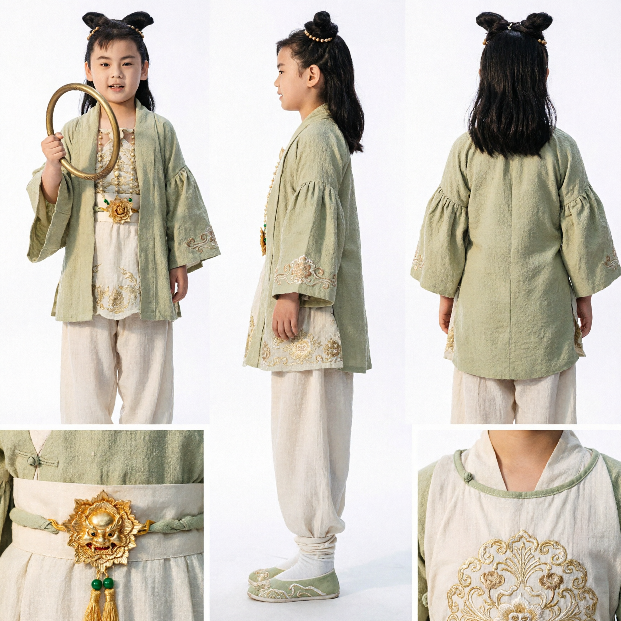 Boys Traditional Chinese Hanfu Costume Ancient Nezha Warrior Outfit Kids Cosplay Stage Performance Dress Up