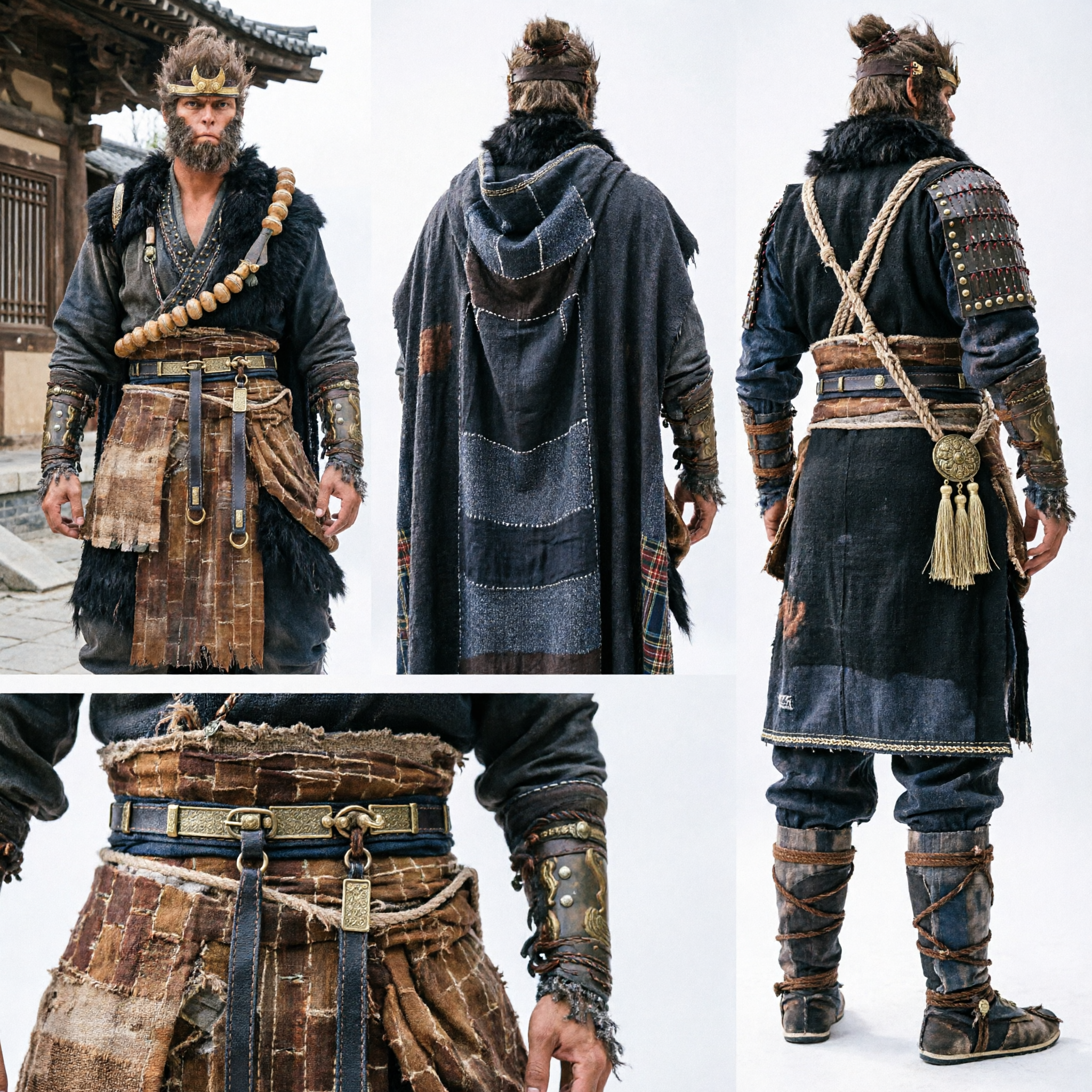Black Myth Wukong Sun Wukong Cosplay Costume Traditional Chinese Warrior Armor Outfit for Men
