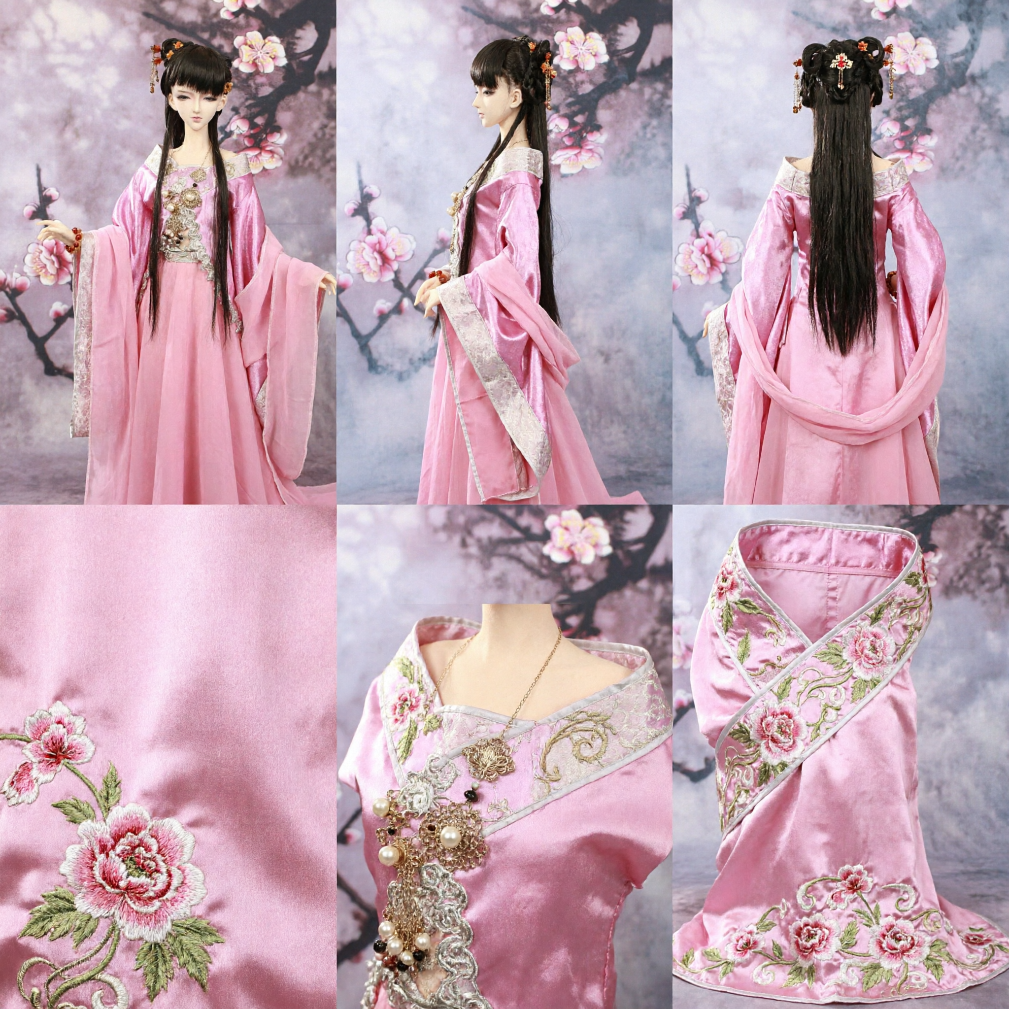 Elegant Pink Hanfu BJD Doll Traditional Chinese Ancient Costume Fashion Collectible Gift for Teens and Adults