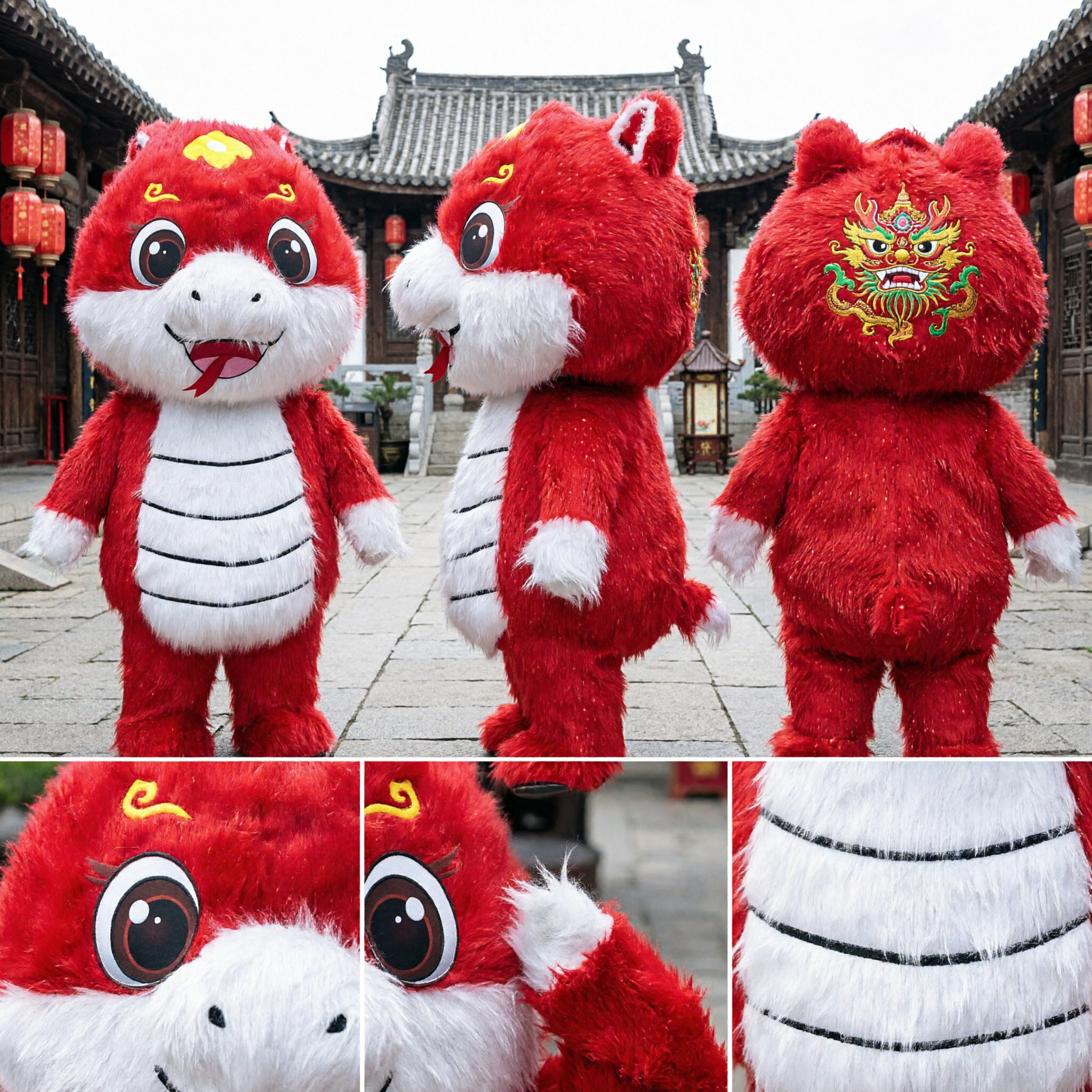 Cute Red Snake Mascot Costume Chinese Zodiac Lunar New Year Parade Party Walking Doll Outfit for Adults