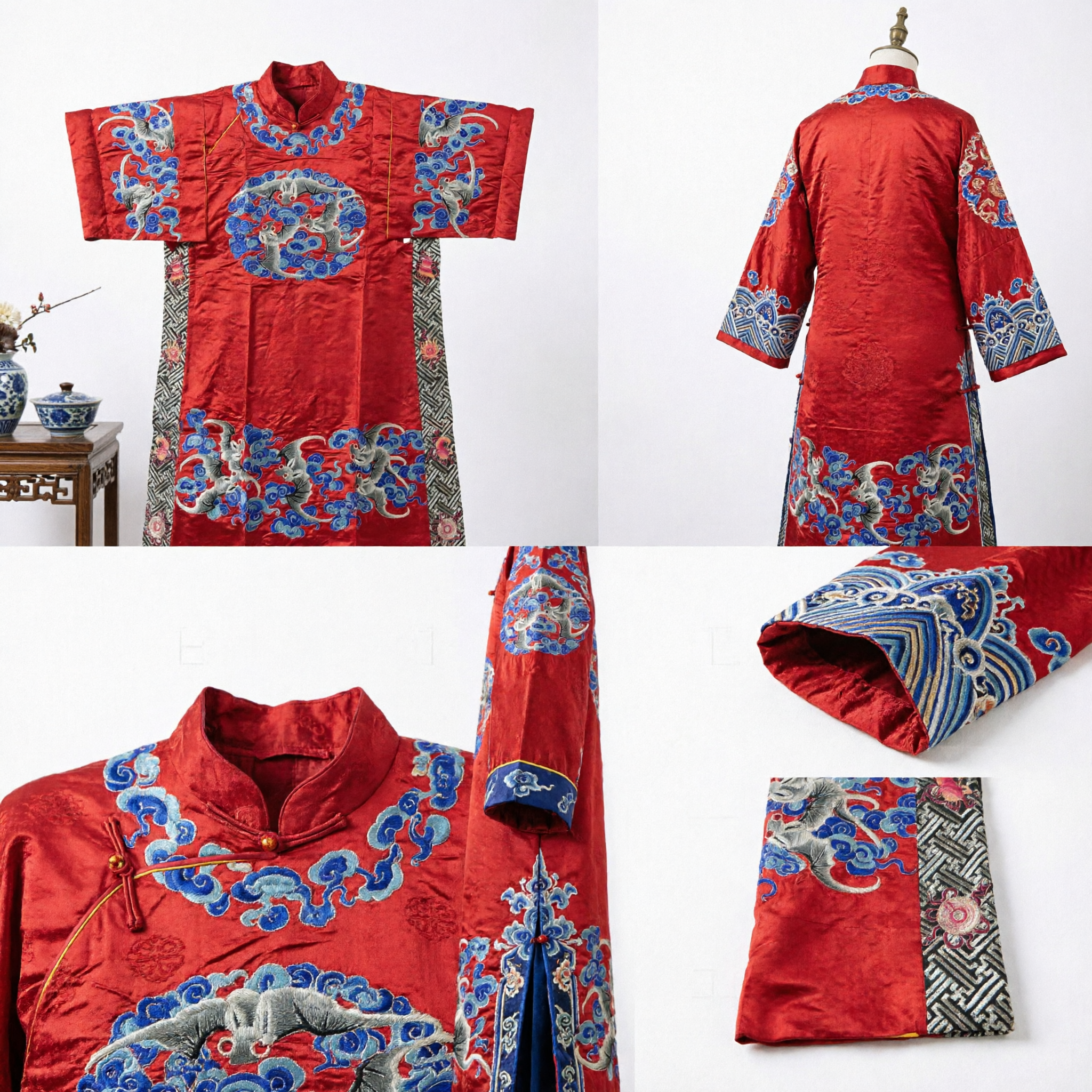 Chinese Traditional Peking Opera Red Dragon Robe Costume Ancient Emperor Official Clothing for Stage Performance