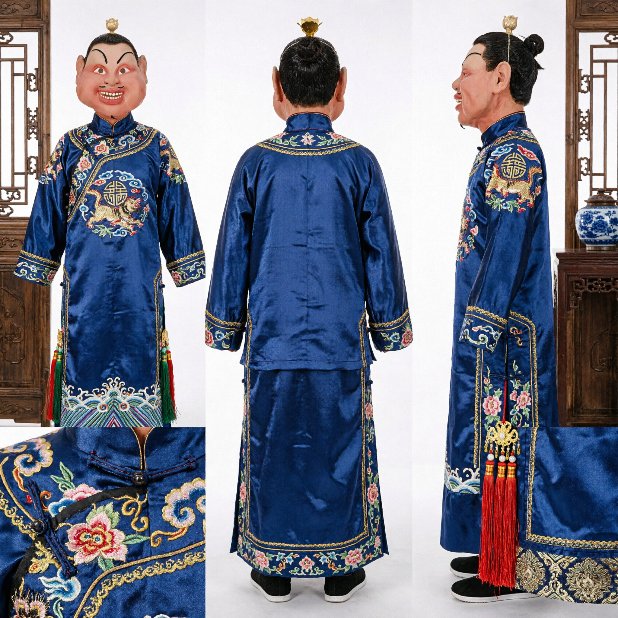 Traditional Chinese Big Head Doll Mask Exaggerated Opera Character Face for Festival Parade Party Cosplay Decor