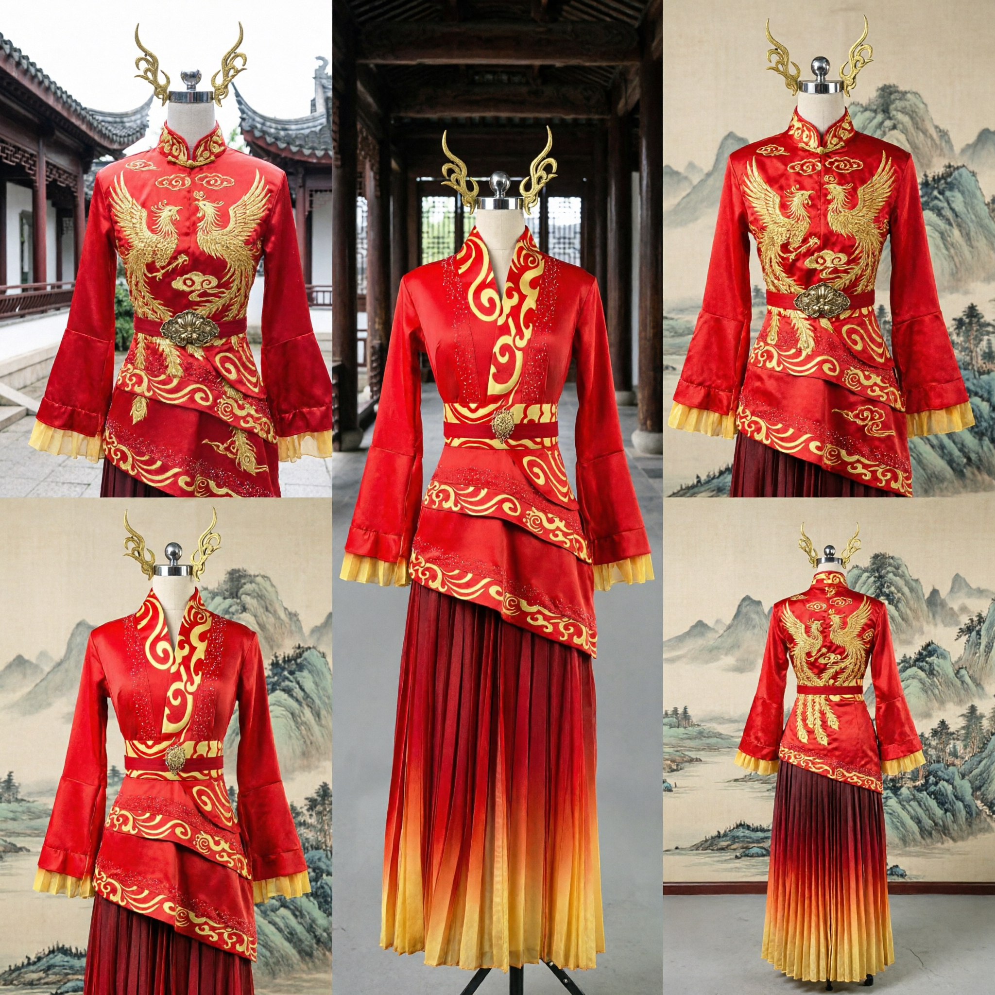 Traditional Chinese Red Dance Costume Classical Hanfu Performance Dress Women's Stage Folk Dance Outfit