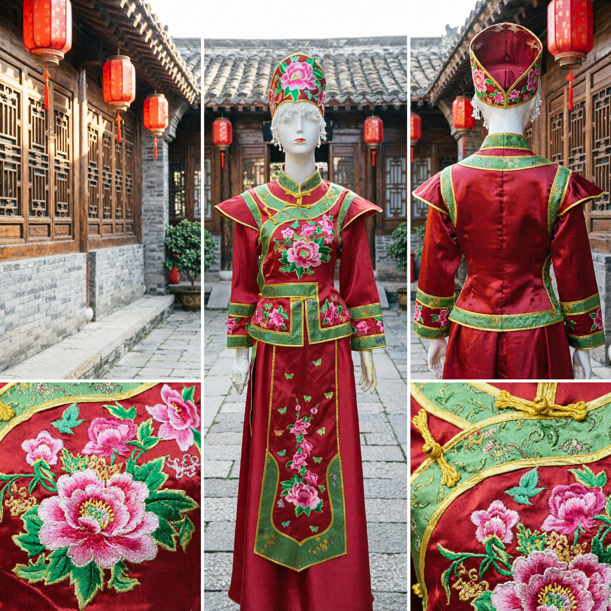 Traditional Chinese Opera Costume Red Embroidered Peony Dress Ancient Princess Hanfu Performance Clothing Set for Women