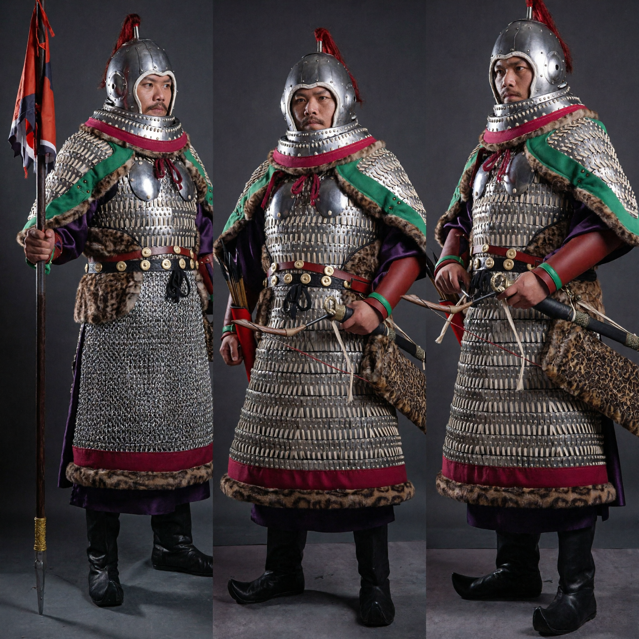 Traditional Chinese Ming Dynasty General Armor Costume Complete Set with Helmet for Men Historical Cosplay