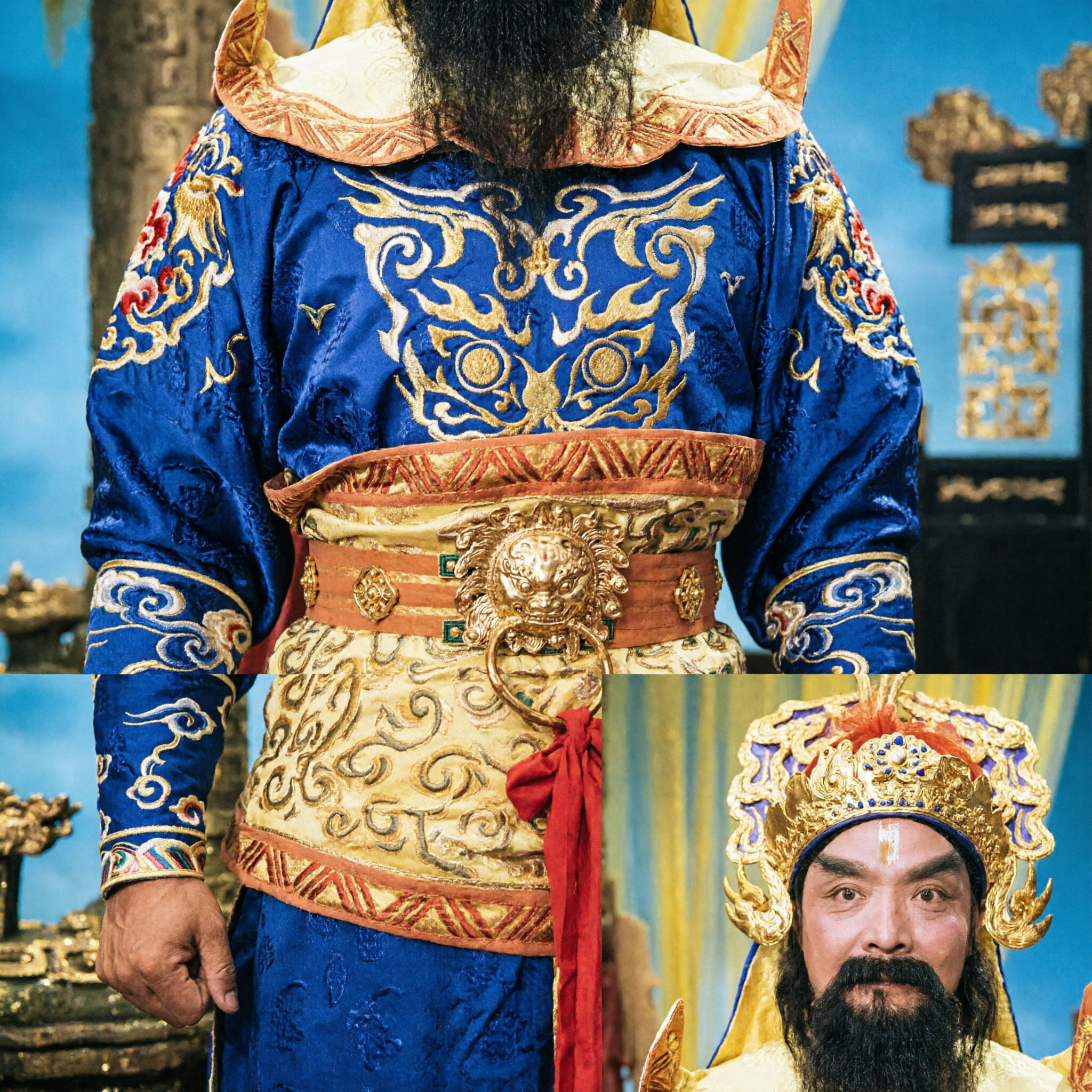 Traditional Chinese Li Jing Costume Pagoda Bearing Heavenly King Robe Set for Men's Cosplay and Opera Performance