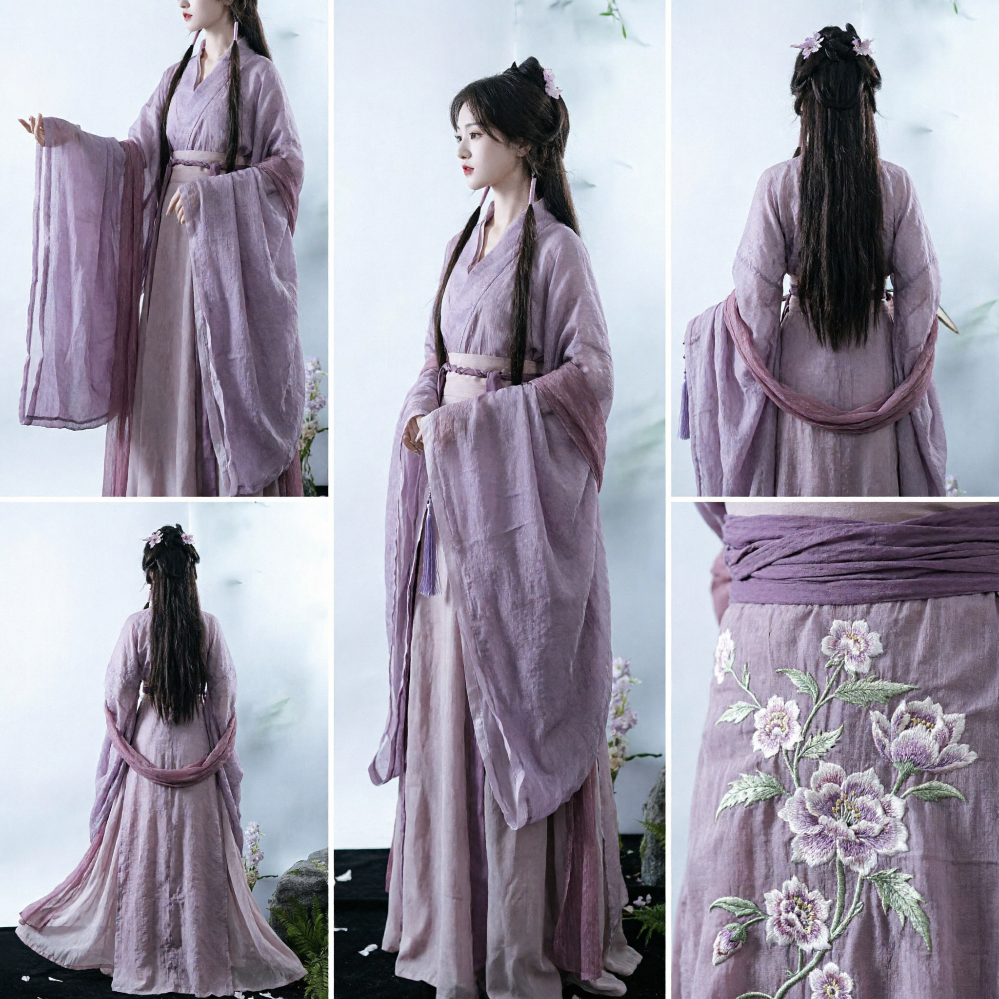 Women's Purple Gradient Hanfu Traditional Chinese Ancient Costume Elegant Fairy Dress for Cosplay and Performance