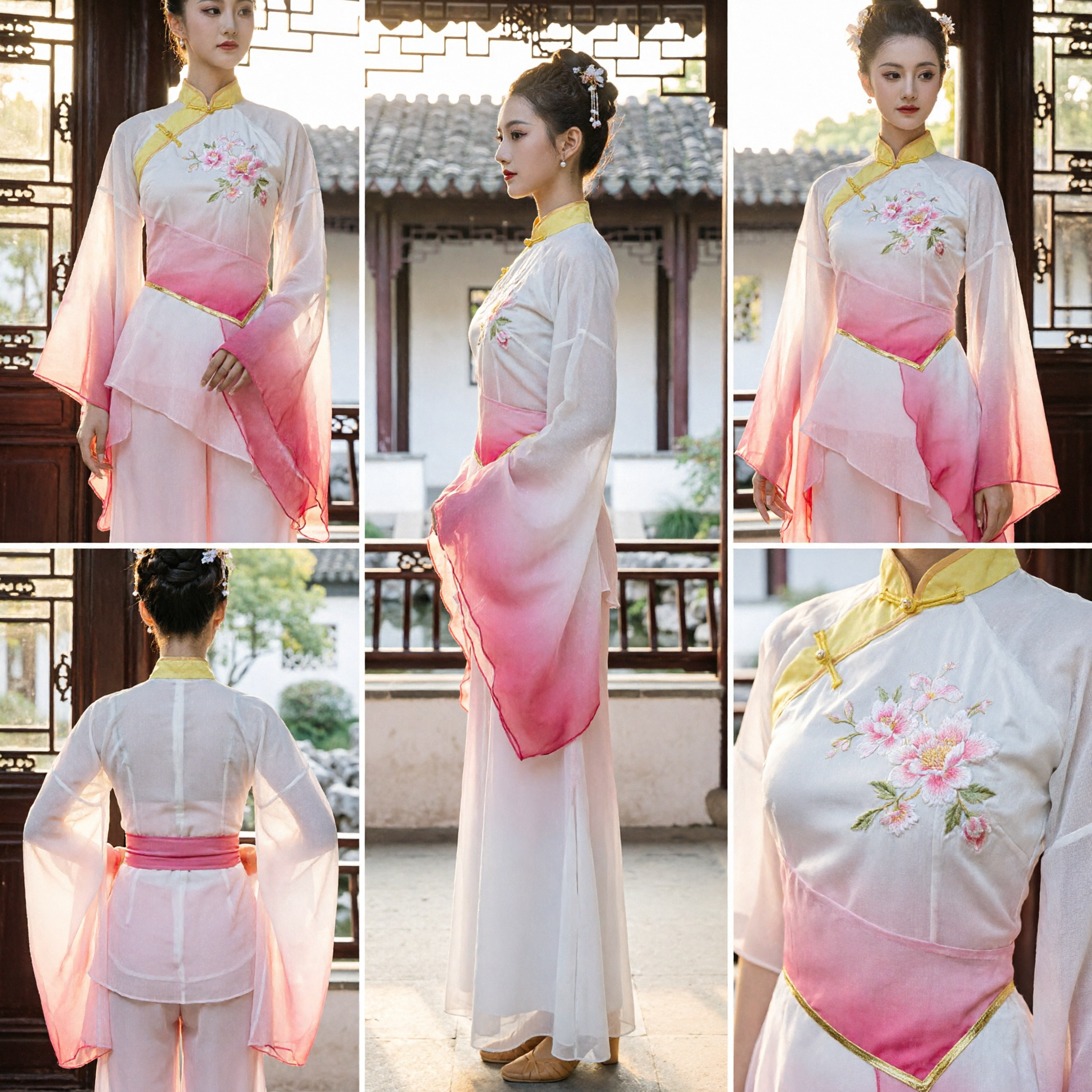 Traditional Chinese Classical Dance Costume Women Gradient Pink Folk Dress Yangge Stage Performance Outfit