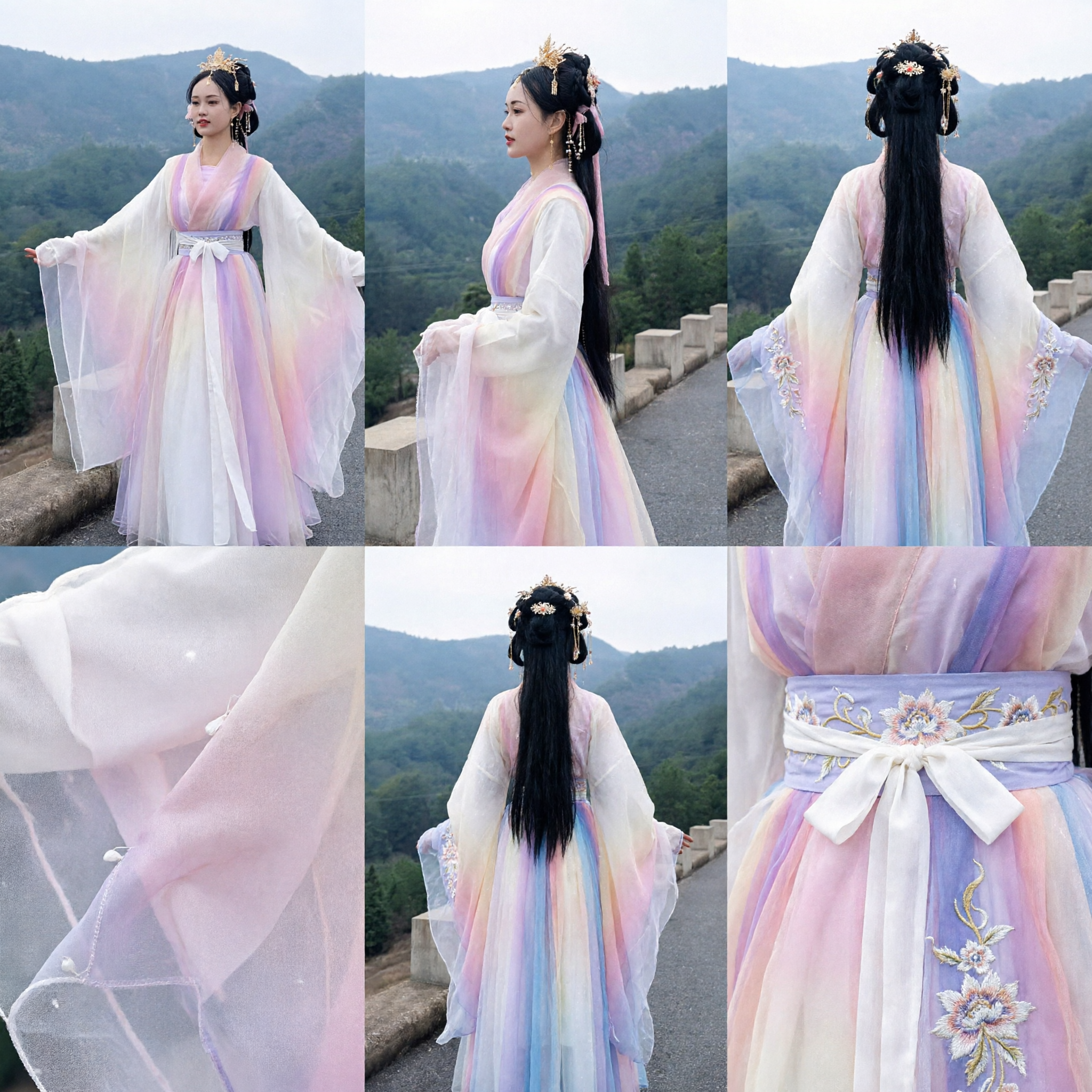 Elegant Gradient Hanfu Traditional Chinese Dress Ancient Fairy Ruqun Costume for Women Photography Performance