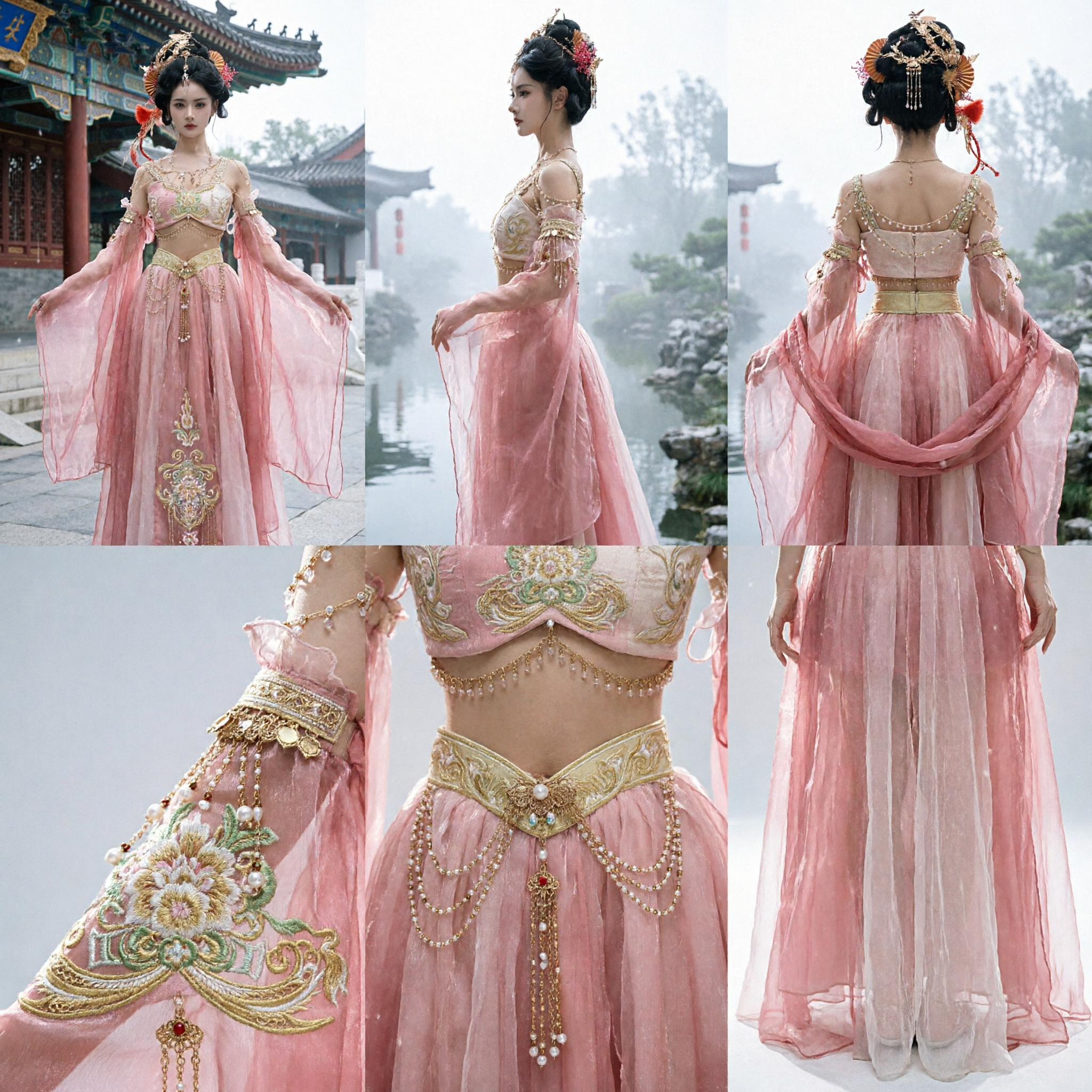 Elegant Pink Dunhuang Flying Apsaras Hanfu Costume Set Traditional Chinese Dance Dress for Women Performance