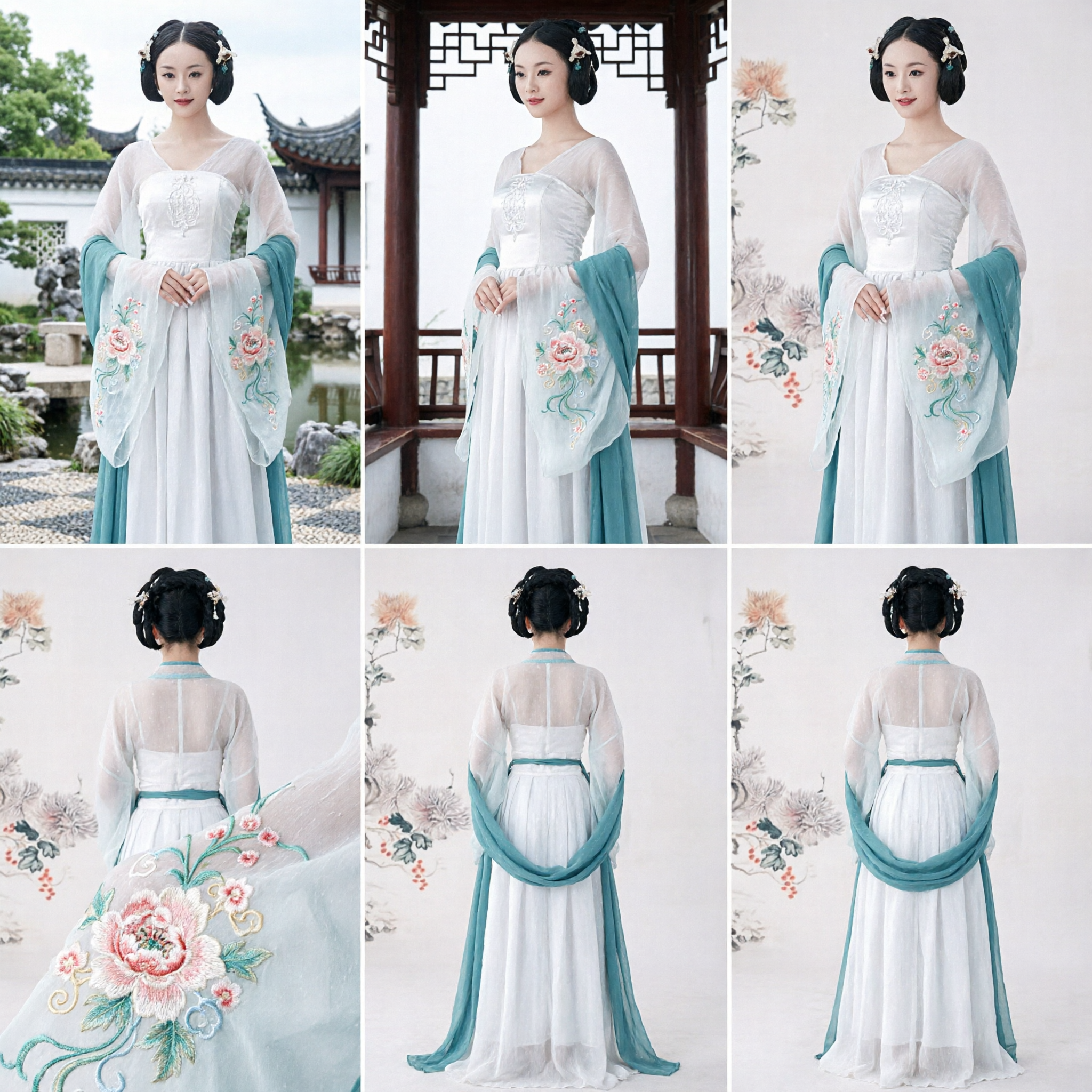 Elegant White and Blue Traditional Chinese Hanfu Dress Women's Fairy Style Costume for Performance and Cosplay