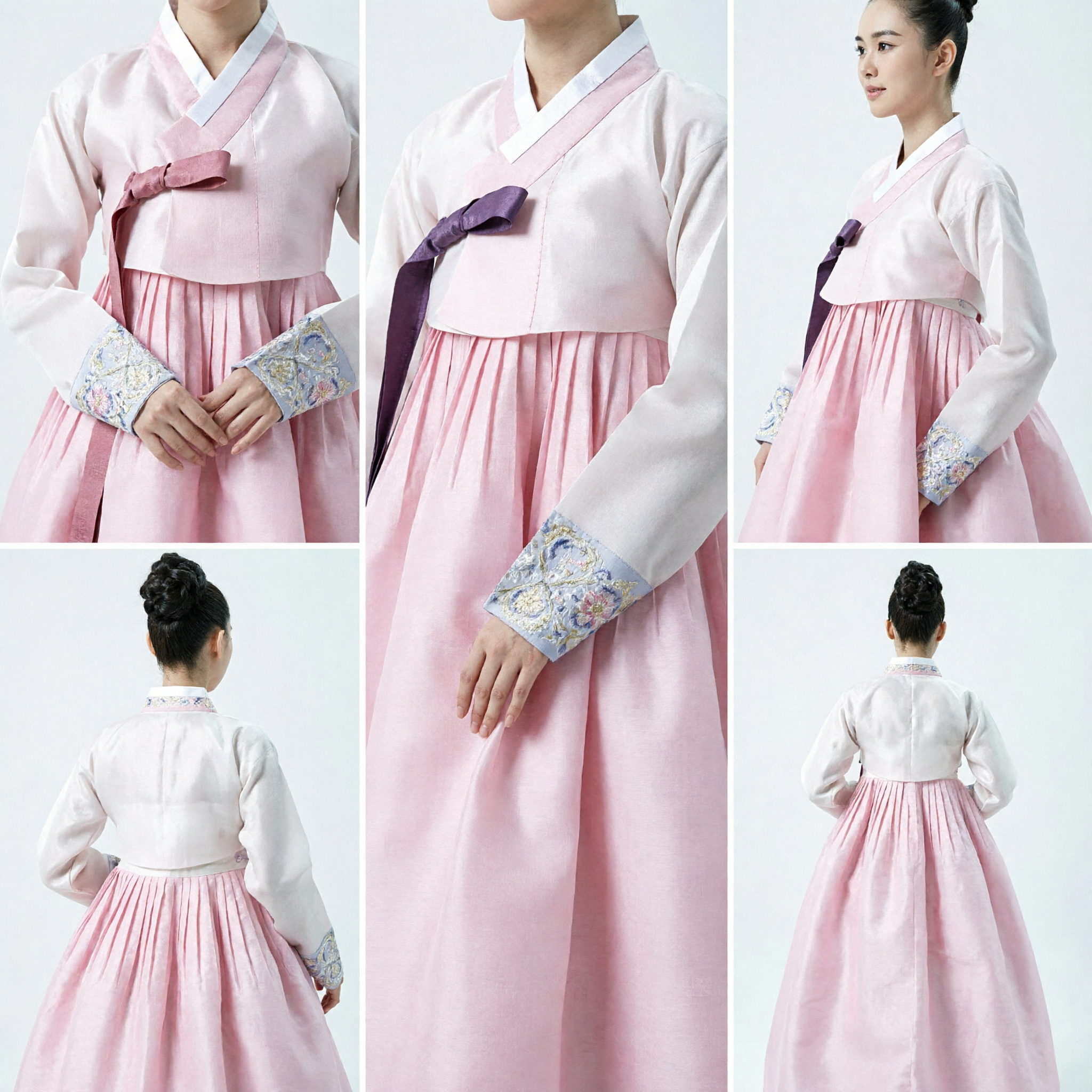 Elegant Pink and White Korean Hanbok Traditional Dress for Women Wedding Party Ceremony Costume