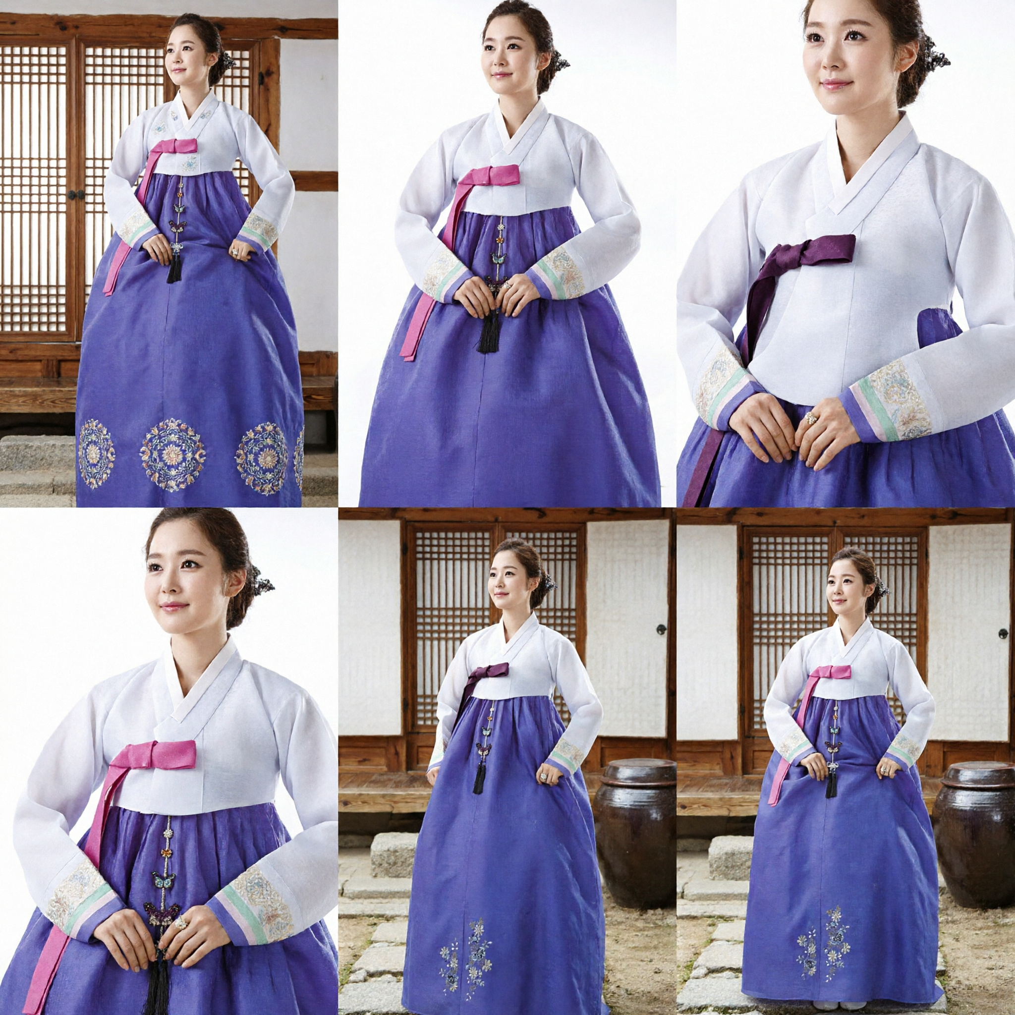 Elegant Traditional Korean Hanbok for Women Purple Chima and White Jeogori Set for Weddings and Festivals