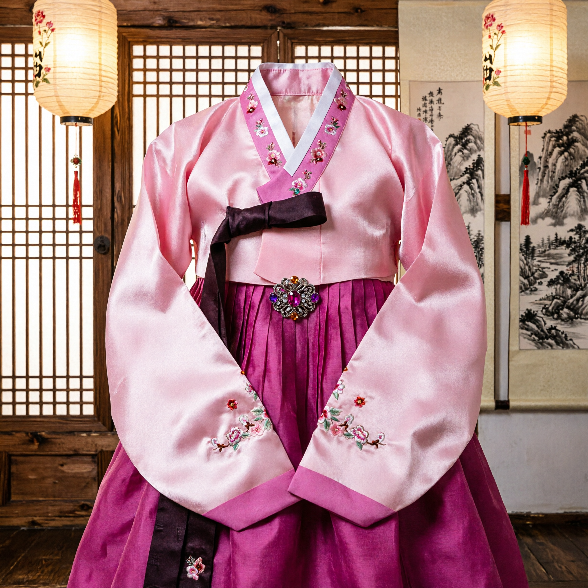 Traditional Korean Hanbok Dress for Women Pink Two-Piece Set for Weddings Holidays and Parties