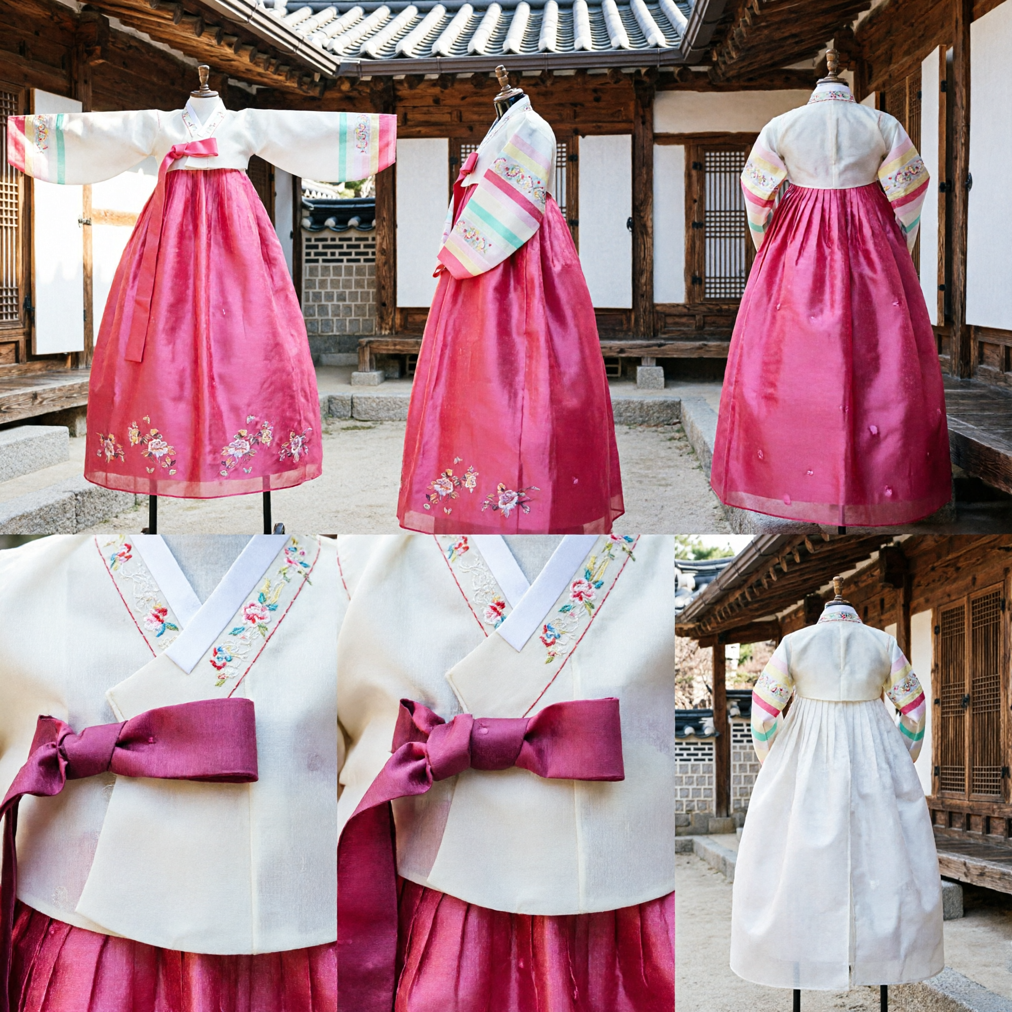Elegant Pink Korean Hanbok Traditional Dress Embroidered Chima Jeogori Set for Women Holiday Party Costume