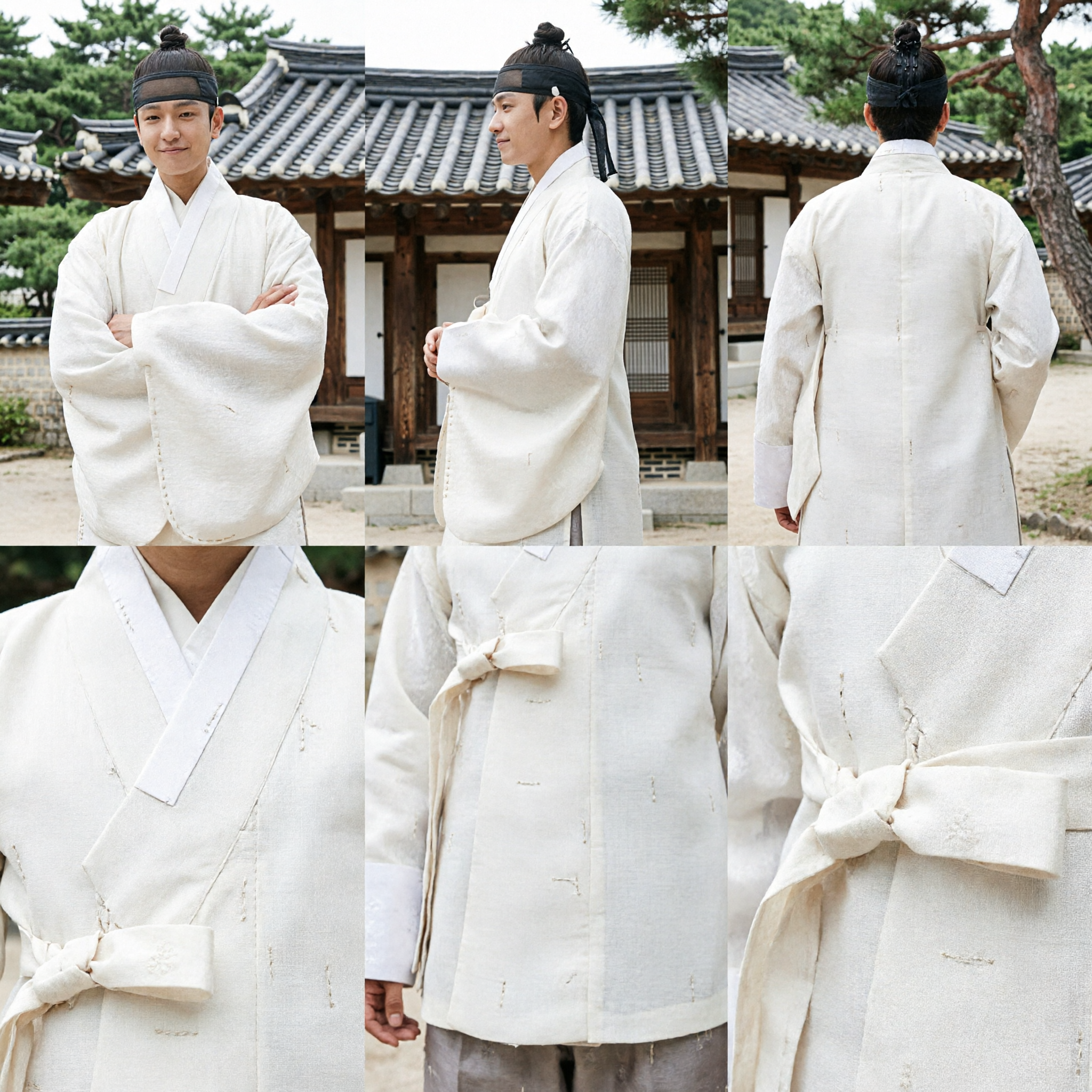 Men's Traditional Korean Hanbok White Scholar Robe Ancient Historical Costume for Cosplay and Festivals