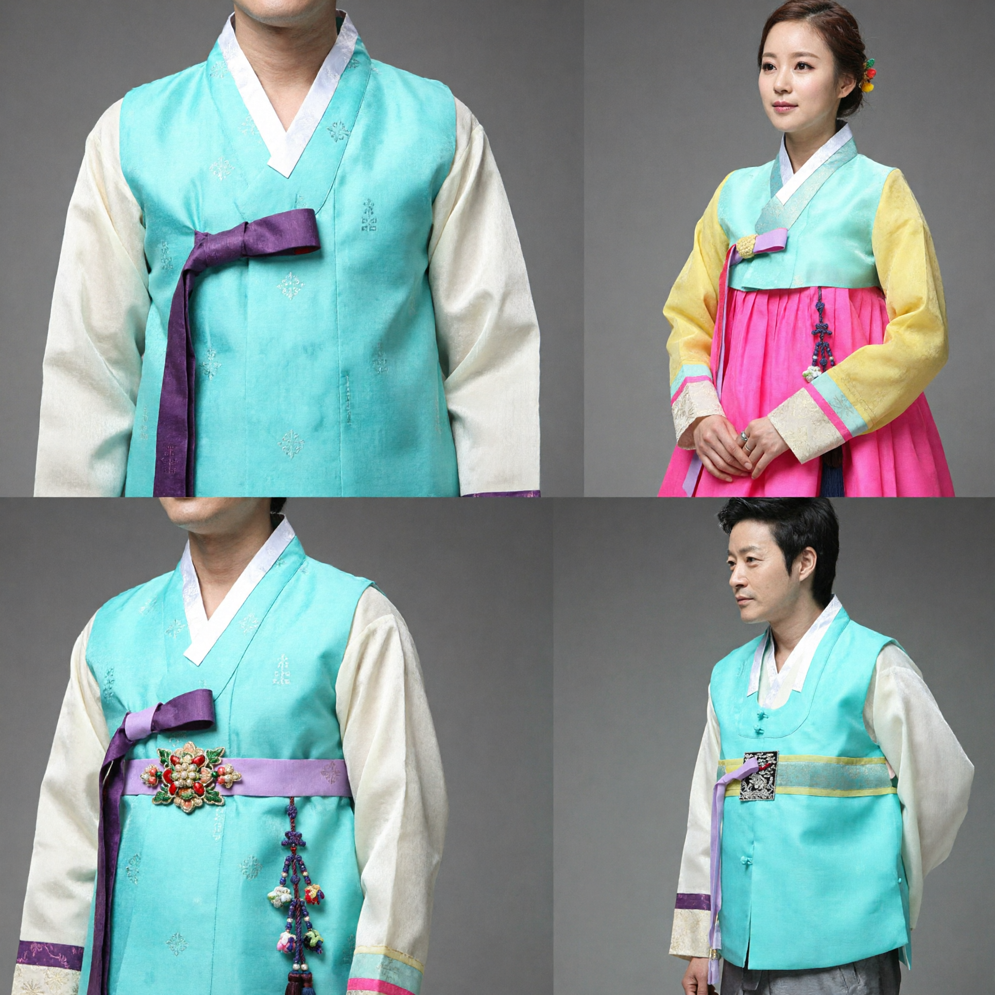 Premium Korean Traditional Hanbok Couple Set for Wedding Ceremony Lunar New Year Celebration and Formal Events