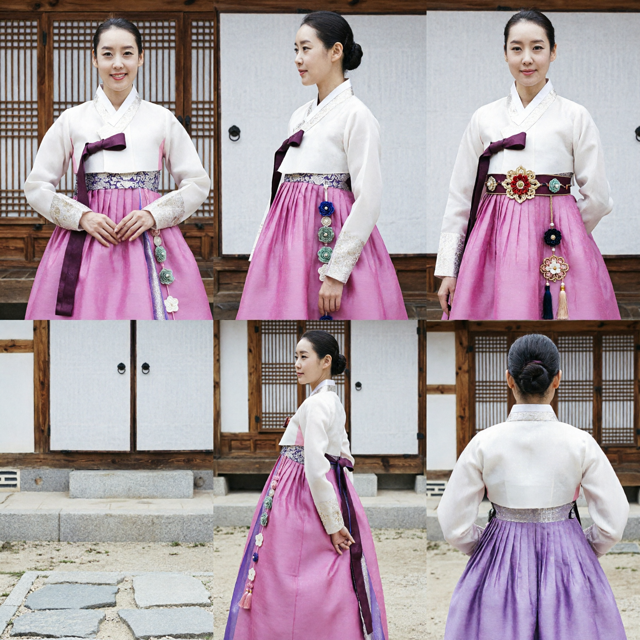 Elegant Pink and White Korean Hanbok Traditional Dress for Women Wedding Party Dance Costume