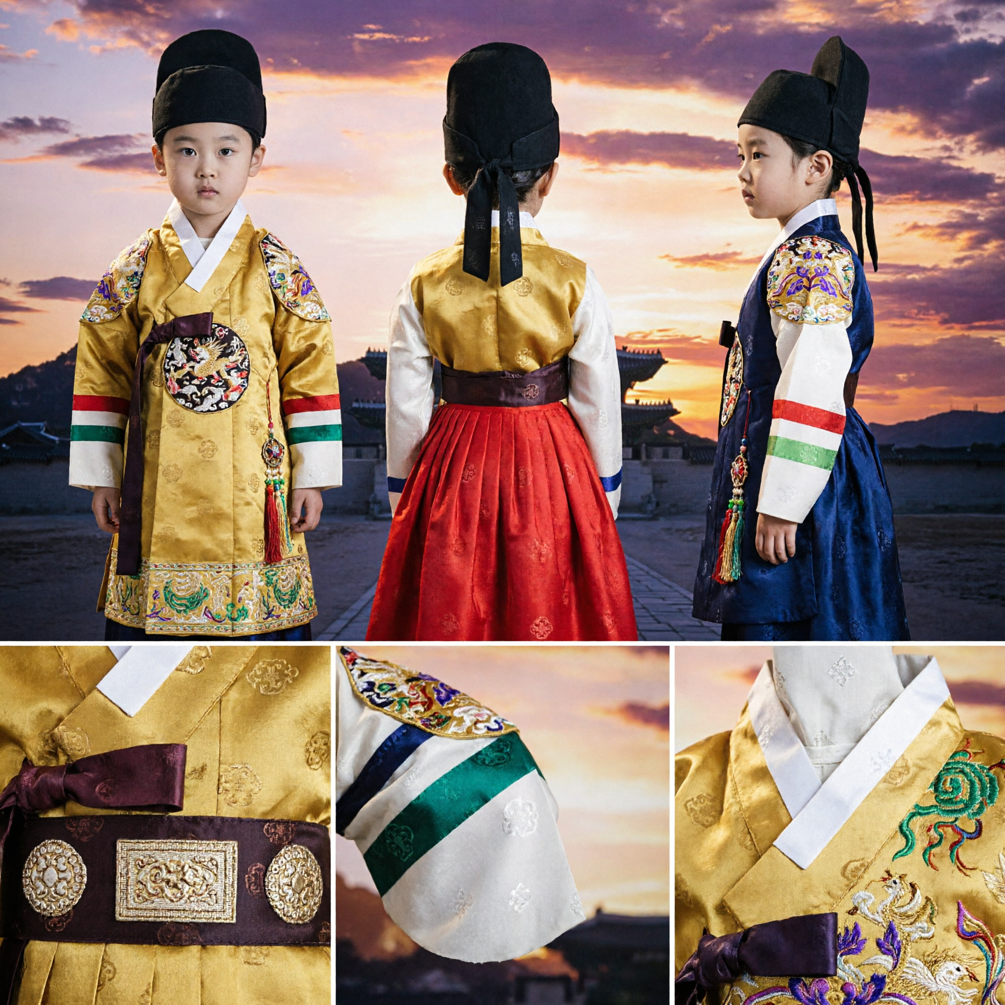 Kids Boys Traditional Chinese Emperor Costume Yellow Dragon Robe Hanfu Outfit with Hat and Sword