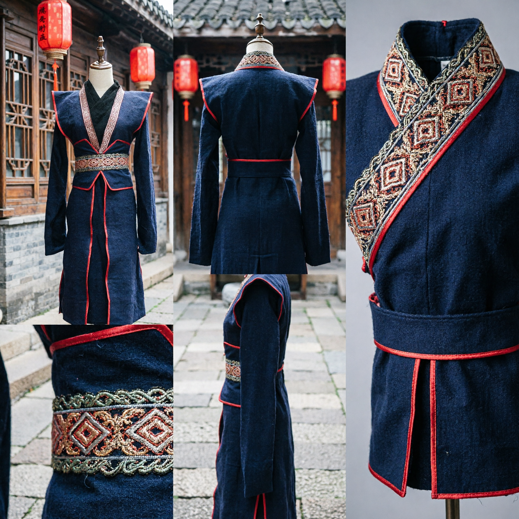 Traditional Chinese Black Hanfu Robe Ancient Knight Costume Men's Martial Arts Swordsman Historical Drama Outfit