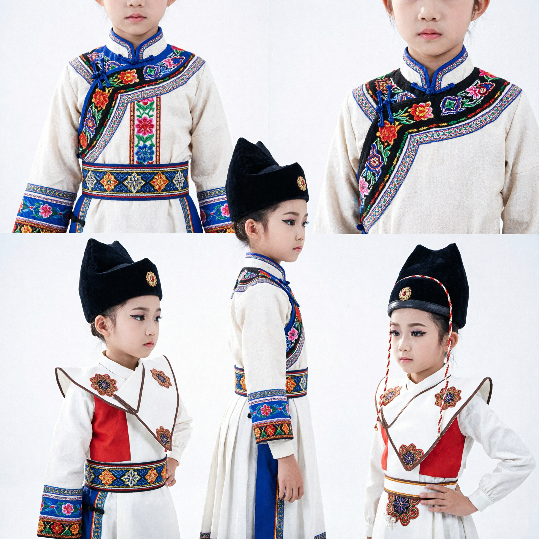 Kids Chinese Traditional Hanfu Costume Ancient Scholar Official Robe Set with Hat for Stage Performance