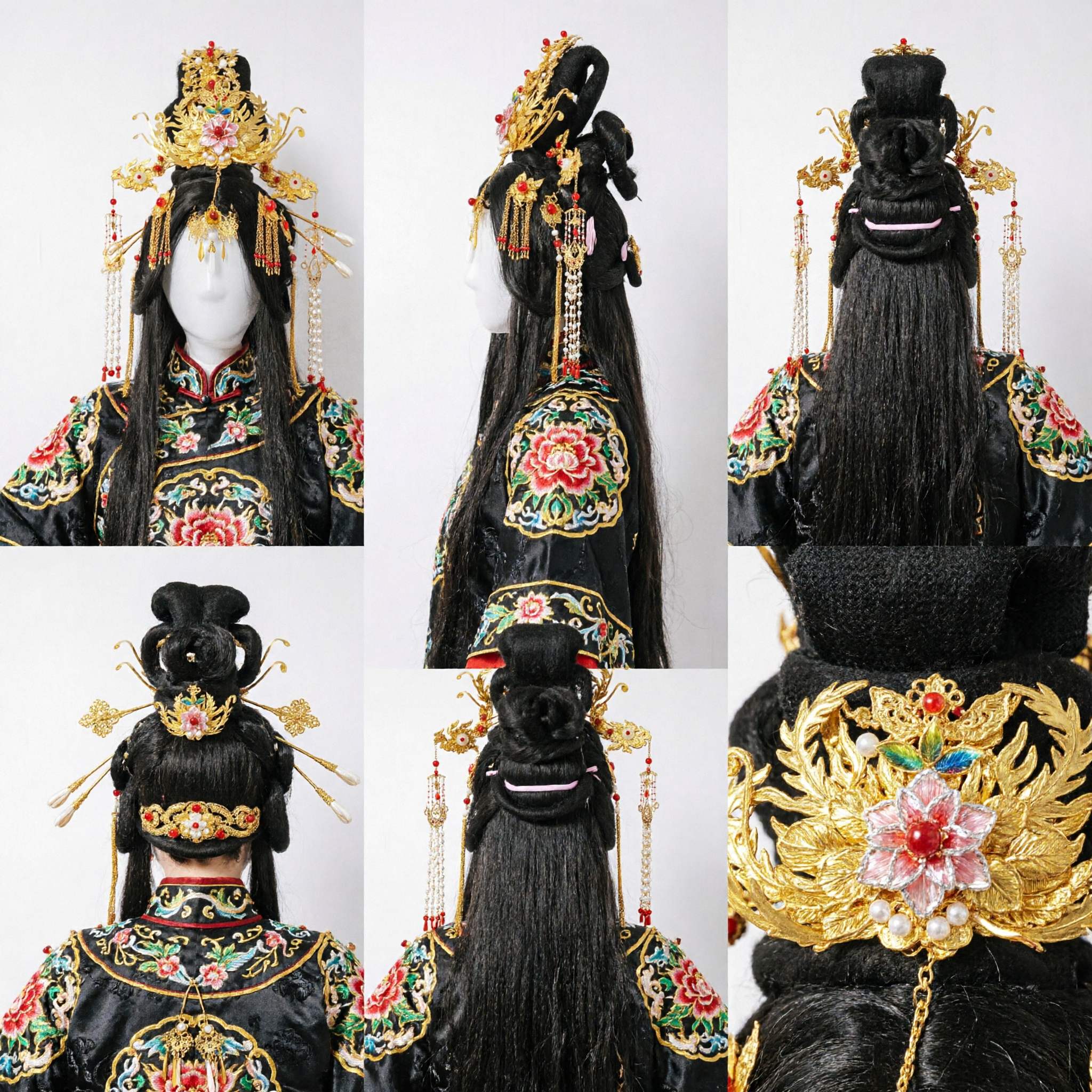Exquisite Ancient Chinese Phoenix Hair Crown Gold Hanfu Wedding Bride Headdress Traditional Costume Accessory