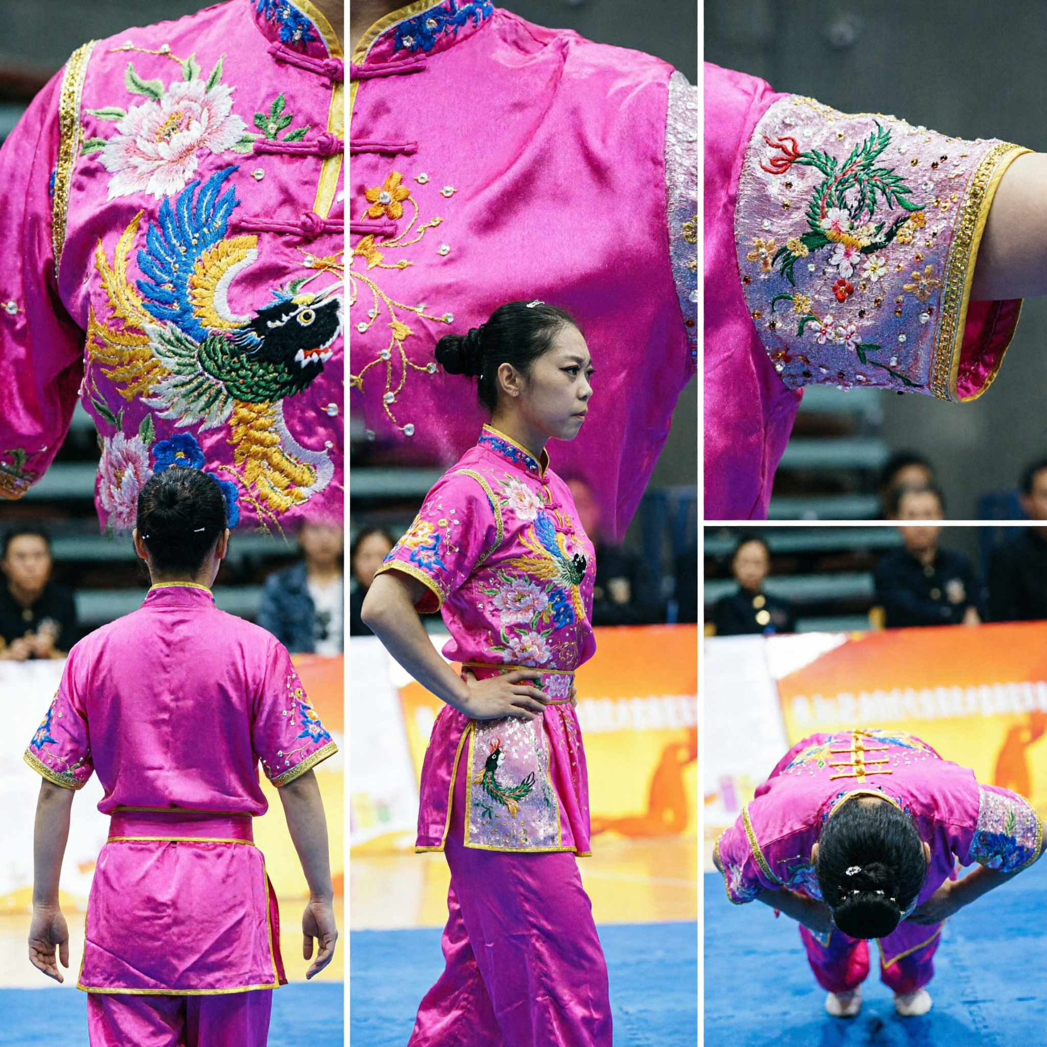 Pink Sequined Wushu Changquan Uniform for Women Traditional Martial Arts Kung Fu Competition Costume