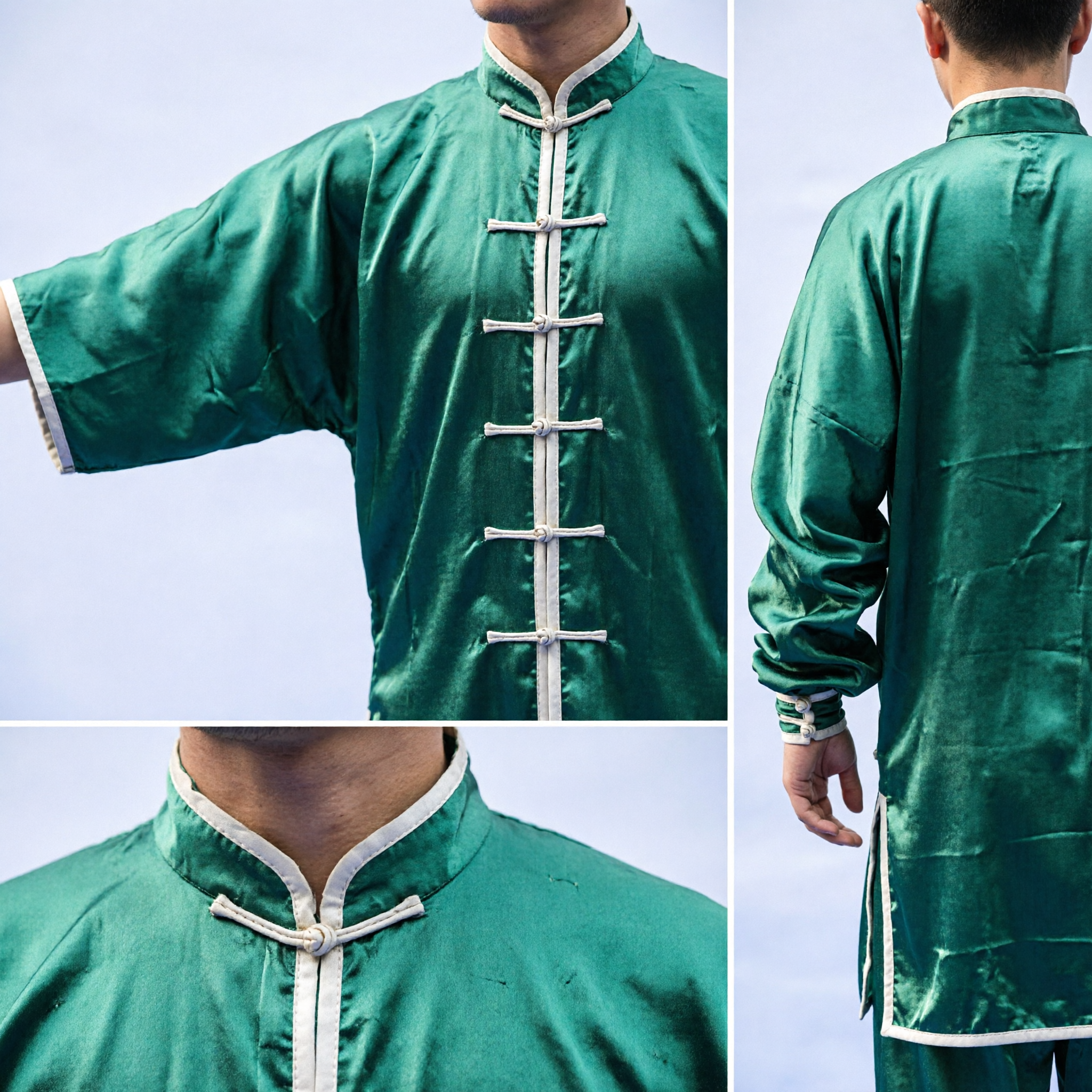 Professional Green Chinese Kung Fu Uniform Men's Wushu Martial Arts Competition Performance Costume Set