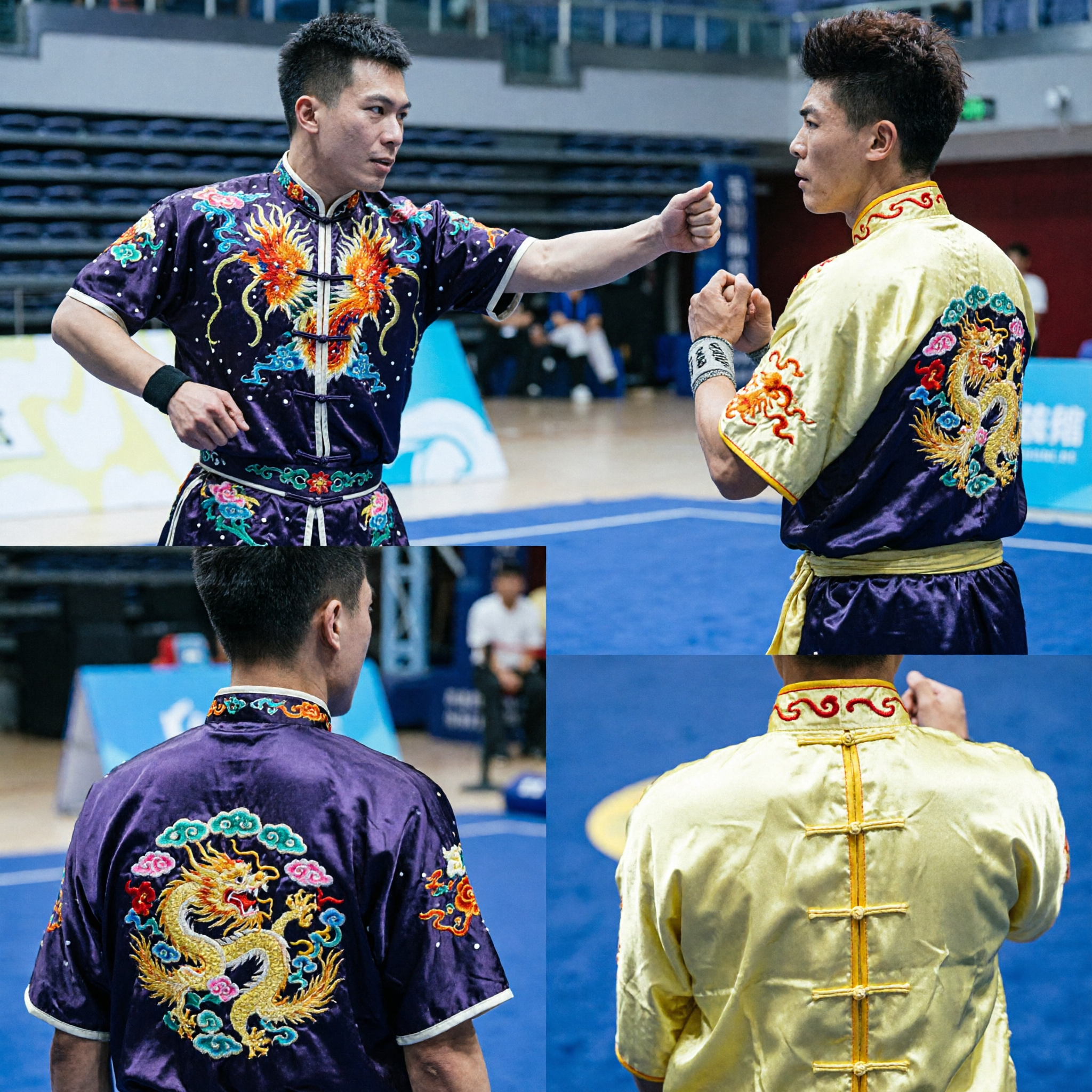 Traditional Chinese Martial Arts Uniform Men's Kung Fu Suit Dragon Embroidery Wushu Competition Performance Costume
