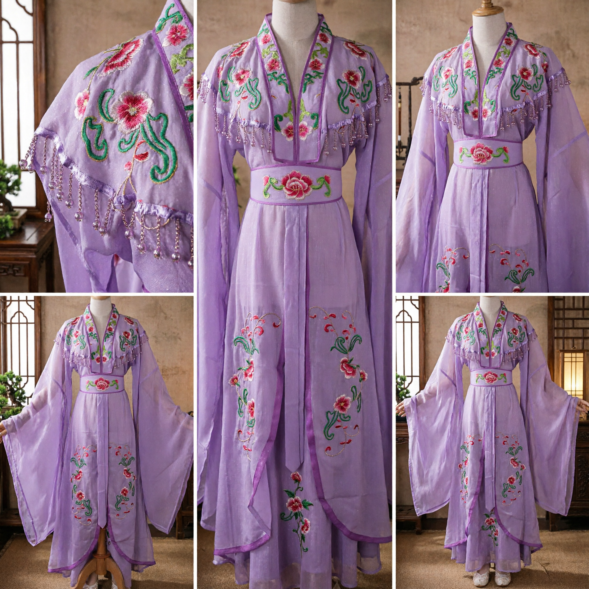 Elegant Purple Ancient Chinese Opera Costume Embroidered Robe Traditional Hanfu Dress for Women Stage Performance