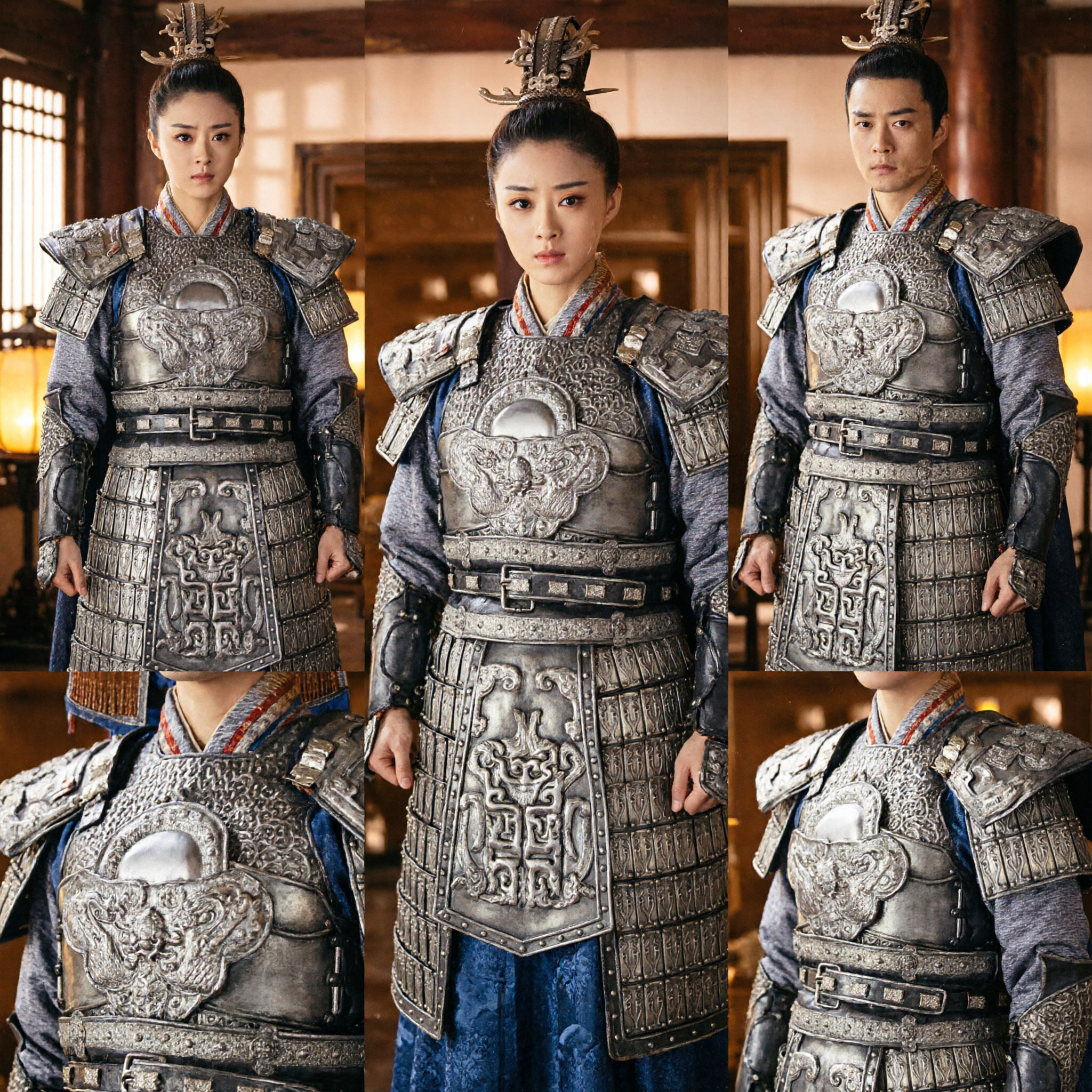 Chinese Ancient Female General Silver Armor Costume Traditional Hanfu Warrior Cosplay Outfit for Women