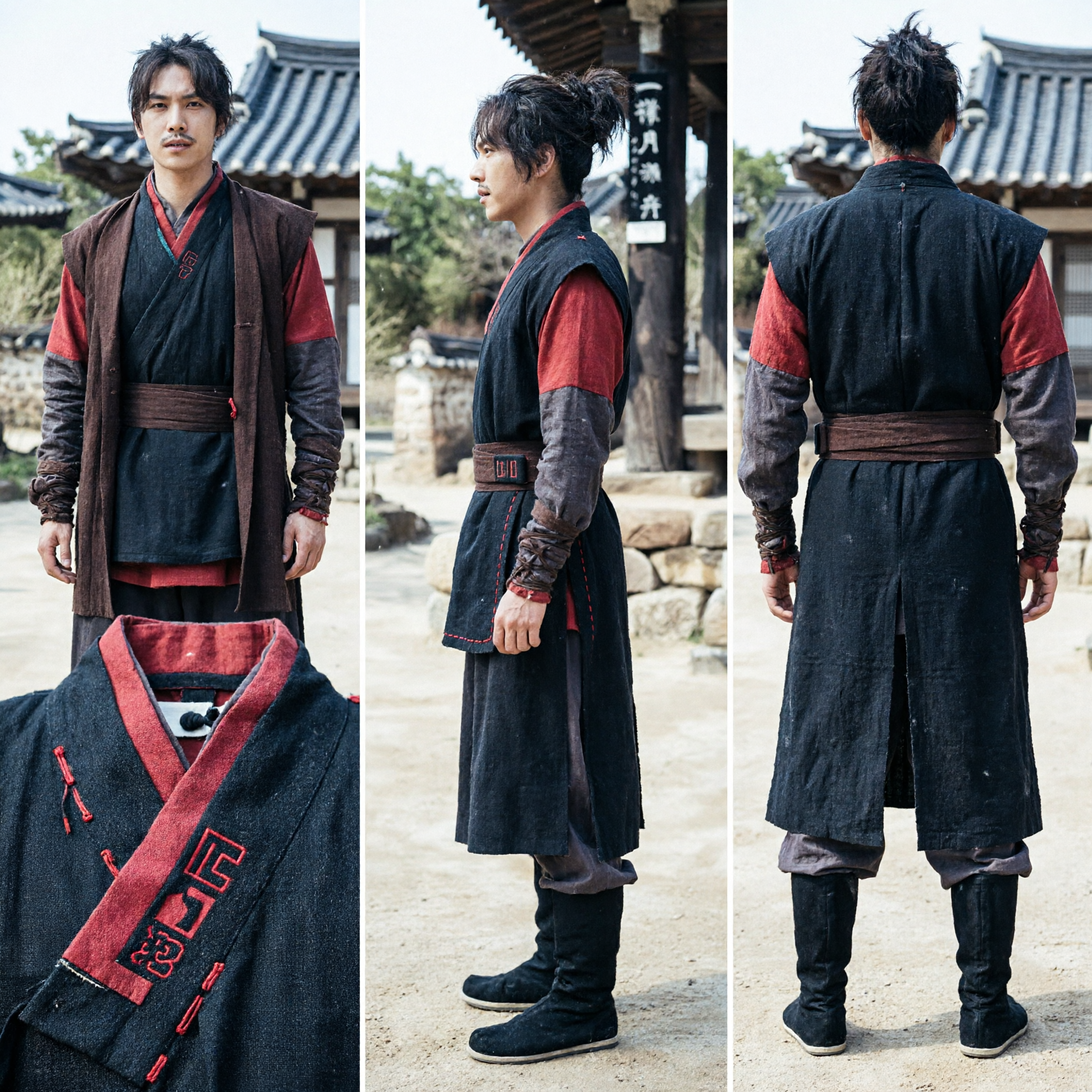 Men's Traditional Korean Swordsman Costume Ancient Warrior Hanbok Outfit for Historical Cosplay and Performance